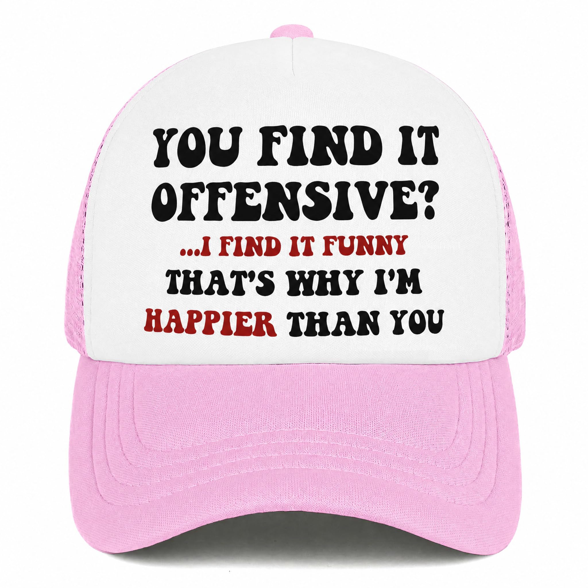You Find It Offensive? I Find It Funny Trucker Hats for Women Pink Men Funny Slogan Pink Hats for Men