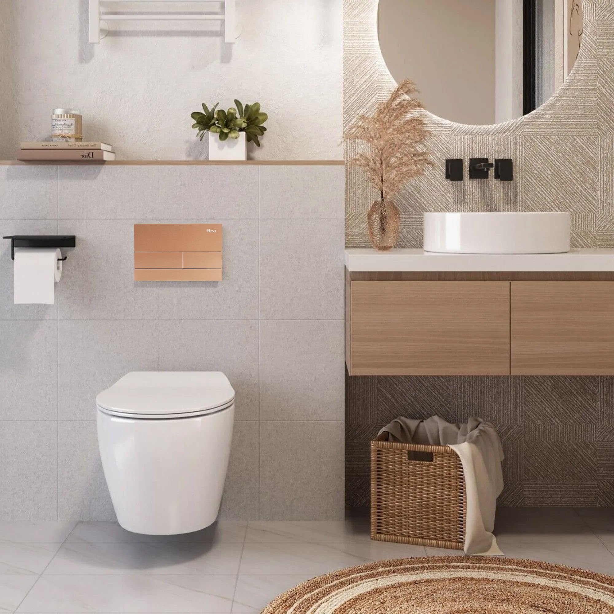 Rea - Stelaż Zestaw Podtynkowy K011a-q Do Mis Wc Z Przyciskiem T Miedź Szczotkowana - 103,5x52,5x103,5 cm