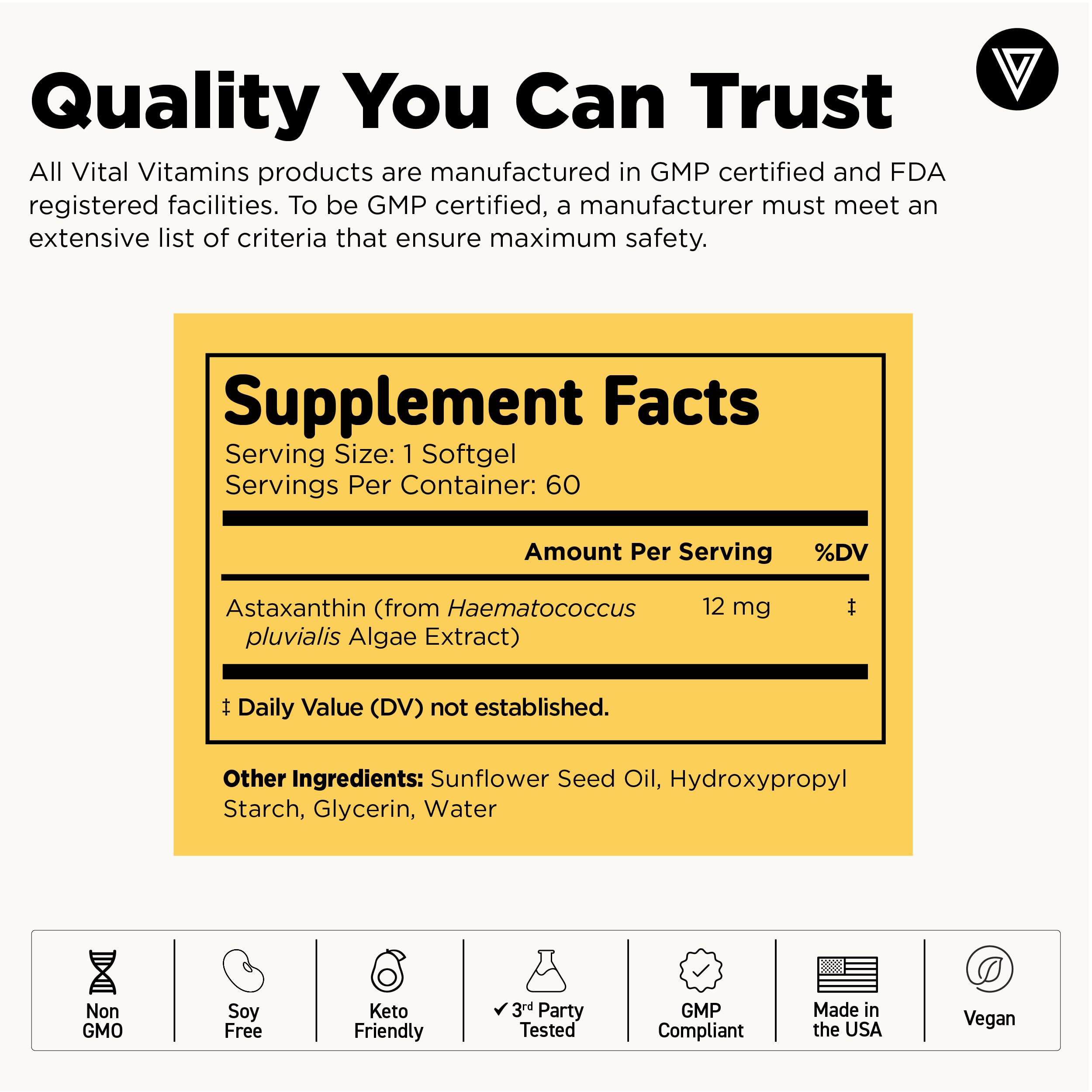 Vital Vitamins Astaxanthin 12mg Softgels for Skin Hydration & Elasticity — Amazon image 6