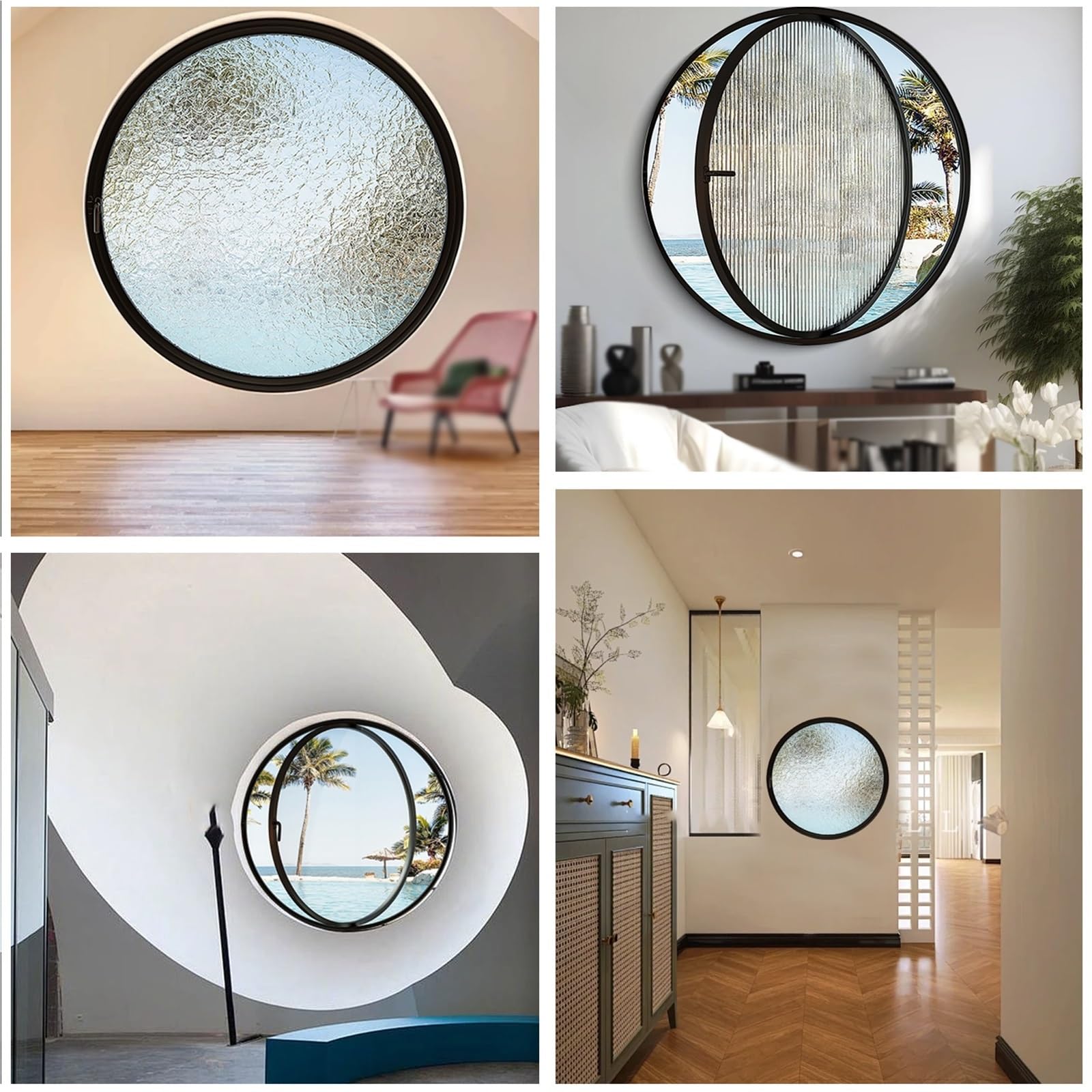 Ventana redonda negra para cobertizo, ojo de buey giratorio de 15.7 pulgadas con asas, ventana de salida de vidrio templado de 360° para baño, casa, sótano, tamaño pequeño