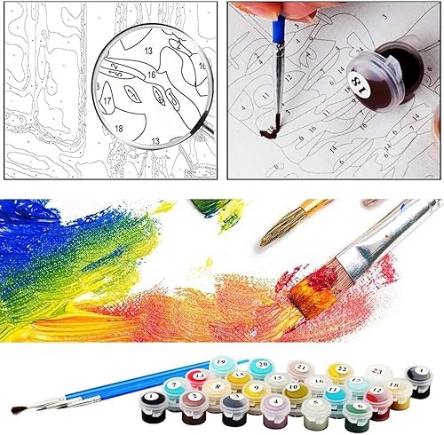 Miniatura 6 de AintAp Pintura para adultos por números, flores coloridas con pintura sobre lienzo, adecuada para principiantes, adultos, lienzo reservado para