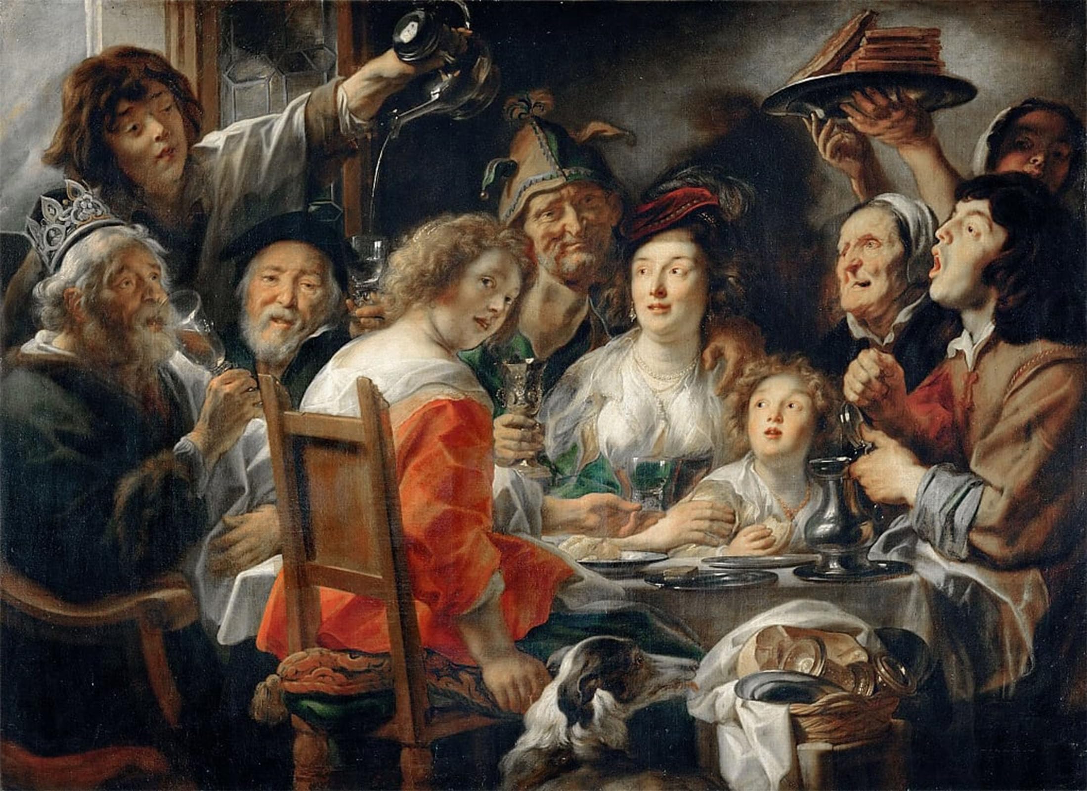 POSTERIIk Famous Modern Artwork Art Mural the King Drinks or Family Meal on the Feast of Epiphany by Jacob Jordaens Oil Paintings Pictures for Home Decor 60x90cm