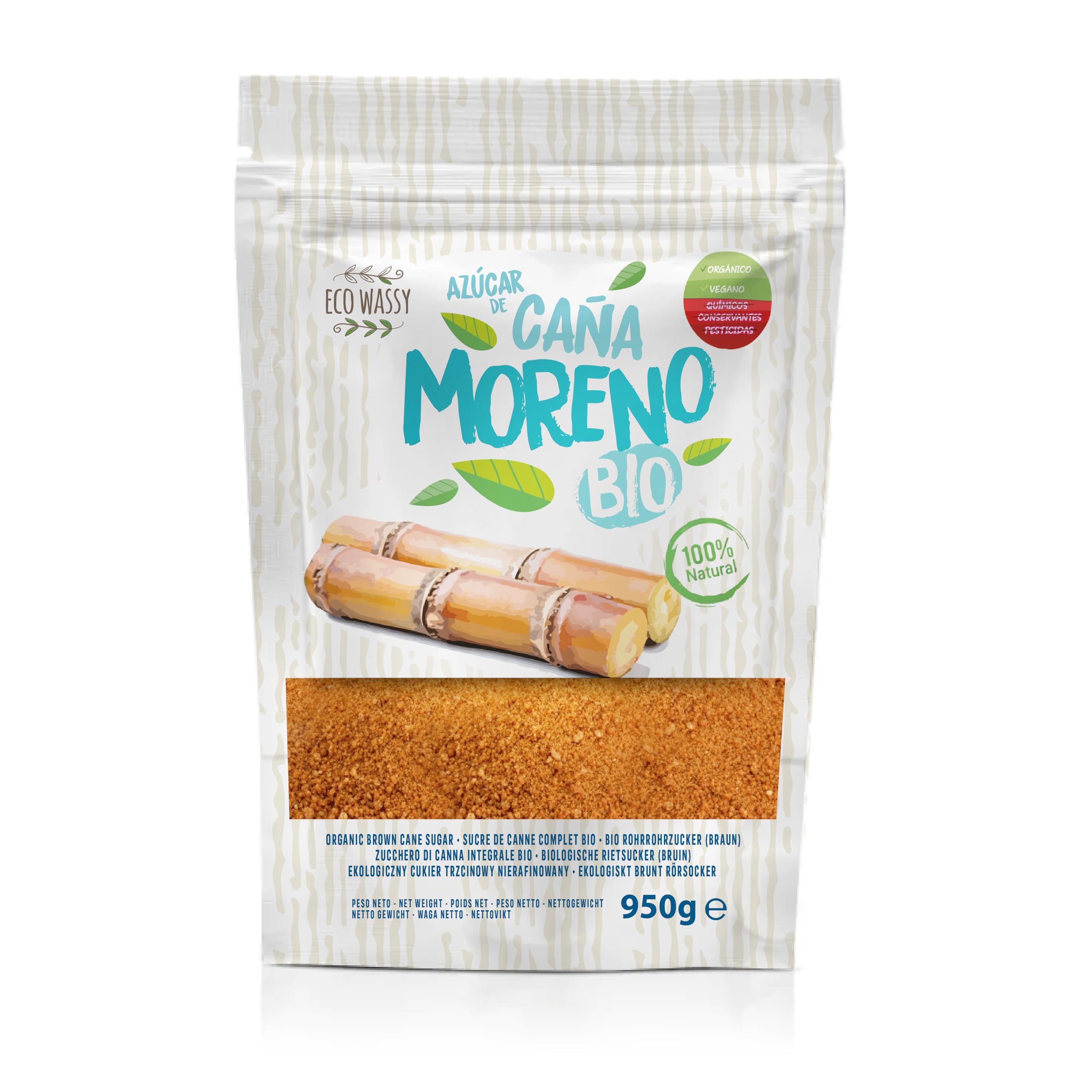 Azúcar Moreno de Caña BIO Endulzante Natural No Refinado Rico en Nutrientes (950Gr)