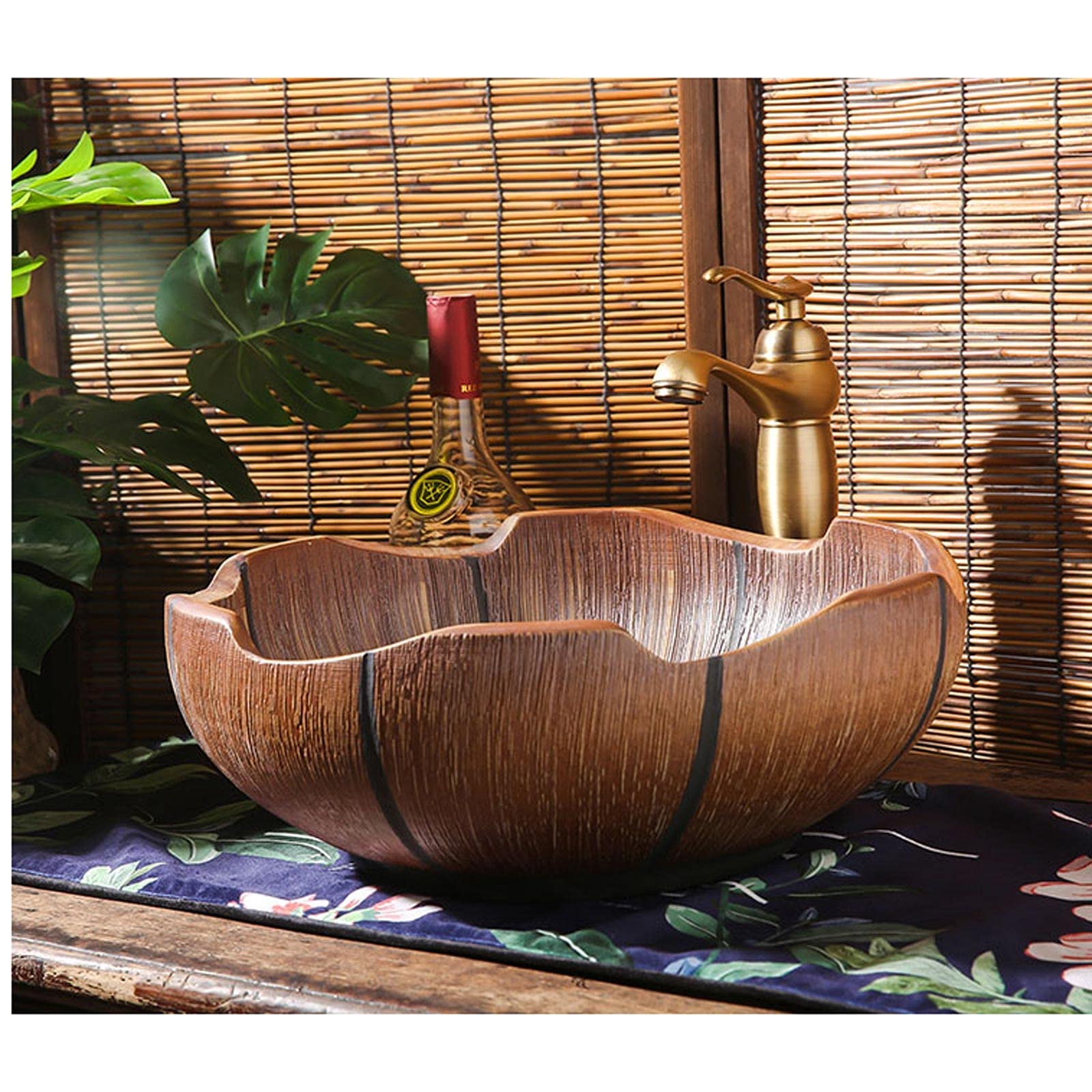 Umywalka Łazienkowa Nablatowa, 16,1” X 5,9” Luksusowa Umywalka Łazienkowa Nablatowa, Ceramiczna Umywalka Łazienkowa W Stylu Retro, Umywalka Nablatowa, Umywalka Łazienkowa