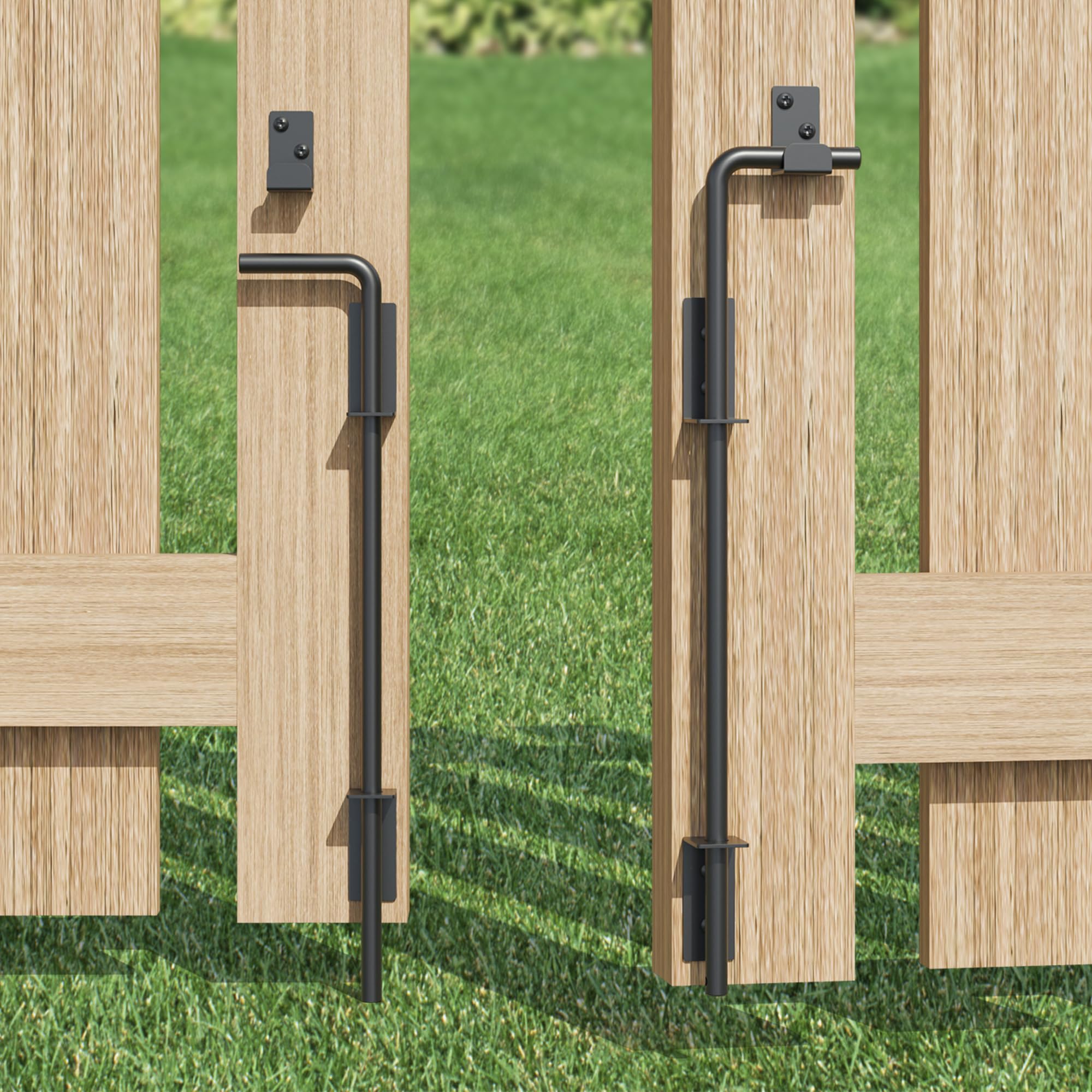 TIBEGOLD 18" Heavy Duty Cane Bolt Gate Drop Rod, Extra Thick Gate Ground Latch Hardware for Wood PVC Vinyl Metal Fences Gates, Wrought Iron Doors