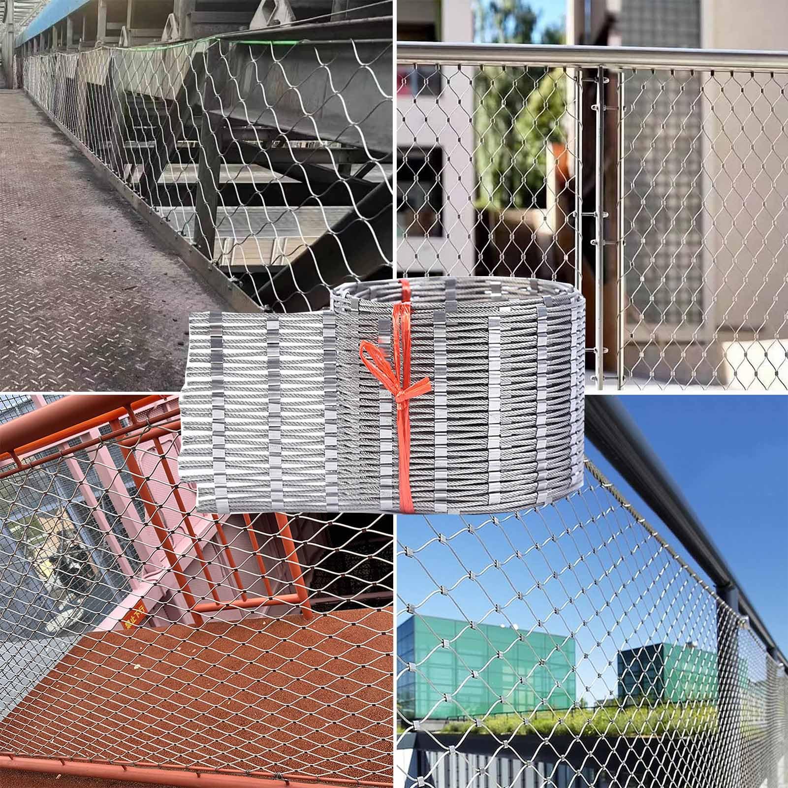 Rete a corda in acciaio inox 304, rete metallica multifunzionale, recinto in rete, recinzione da giardino, rete per pollame orizzontale, facile da trasportare senza corrente (1 x 5 m)