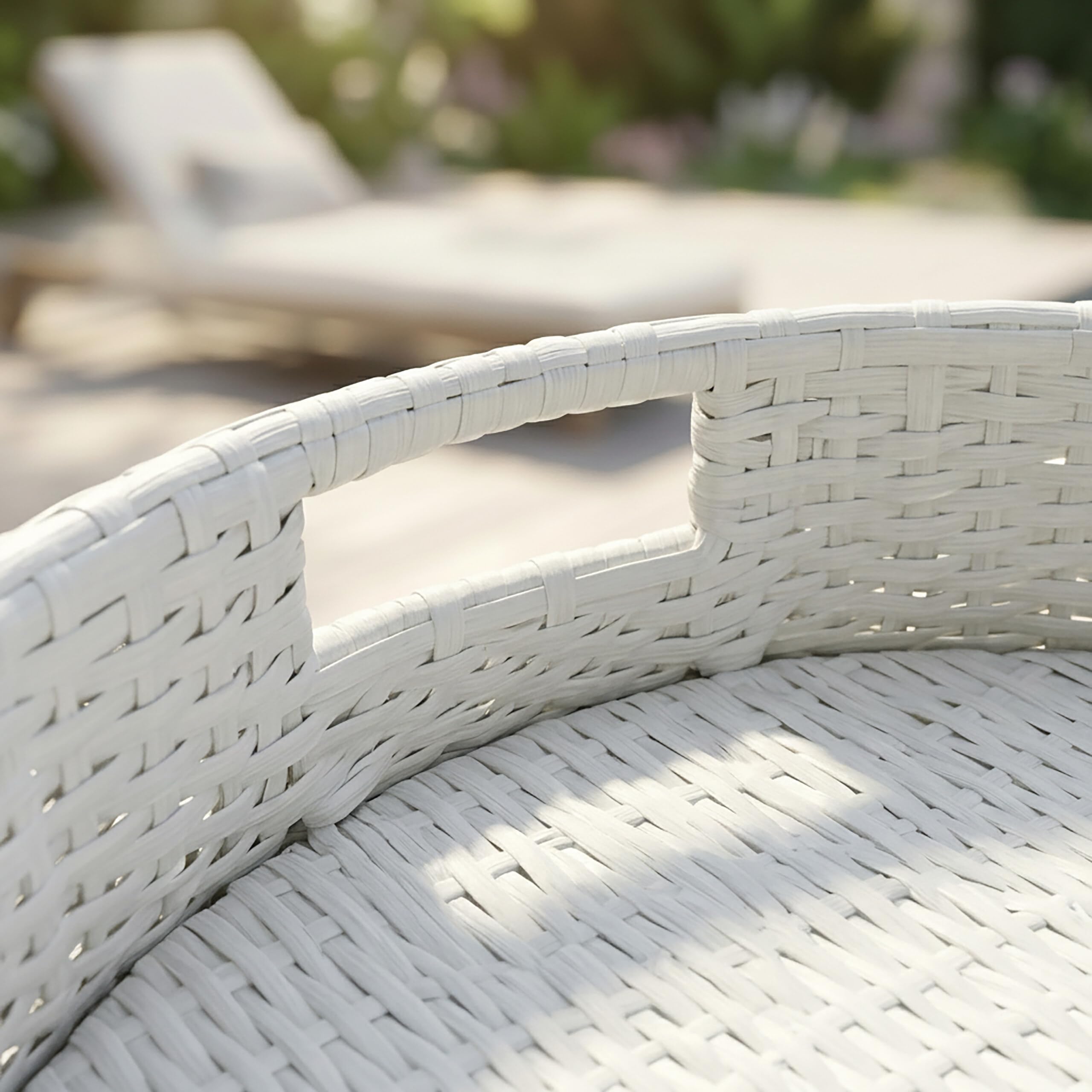 Relaxdays Bandeja Flotante 2 en 1 para Piscina, Blanco | bebidas y aperitivos, ratán insumergible, aprox. 20 x 80 cm