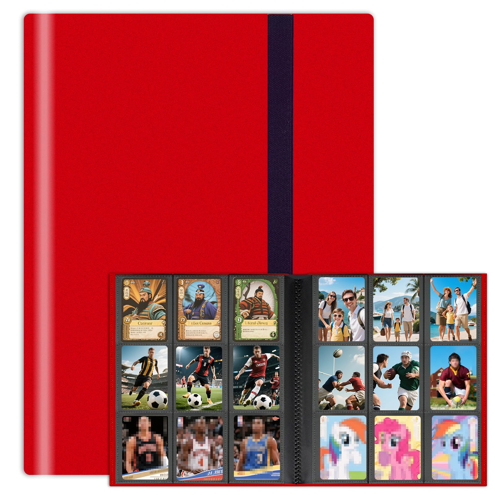 9-Pocket Trading Card Binder, 24 Pages Holding 432 Pockets, PU Trading Card Album Card Folder Card Binder Holder Album for MTG, TCG, Pokemon Yu-Gi-Oh, Basketball Sports Cards, Game Cards