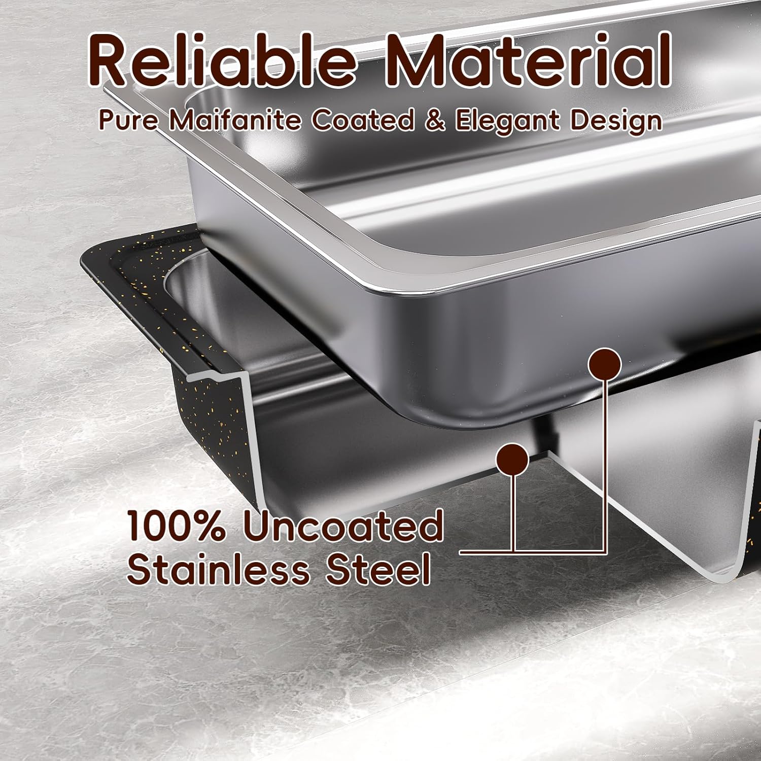 Chafing Dishes for Buffet 9Qt 4 Pack [Multi-Size Food Pans] Stainless Steel Chafing Dishes [Sturdy and Durable] Chafing Dish Buffet Set for Weddings & Parties & Festival, Black