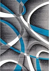 Persian Rugs 2305 Turquoise White Swirlss 2'2 x 7'4 Runner Modern Abstract Area Rug Carpet