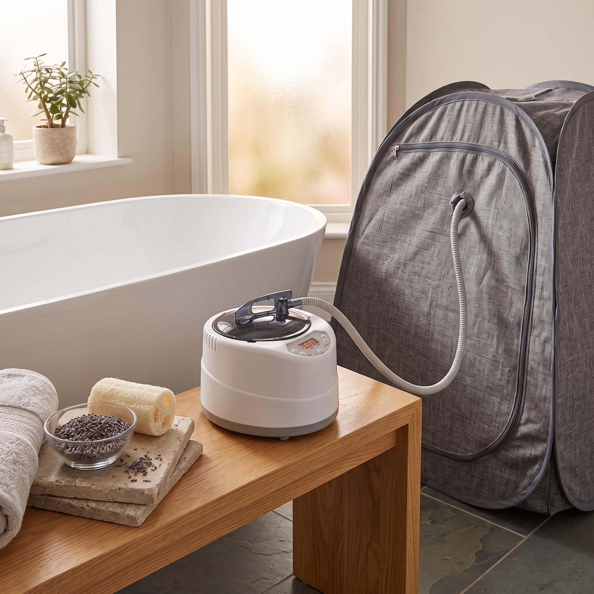 Ejoyous Sauna a Vapore, Macchina a Vapore da 1000 W Sauna a Vapore Portatile Macchina a Vapore da 2,0 L Sauna Mobile per la Casa con Telecomando Pentola a Vapore per Spa del (Spina
