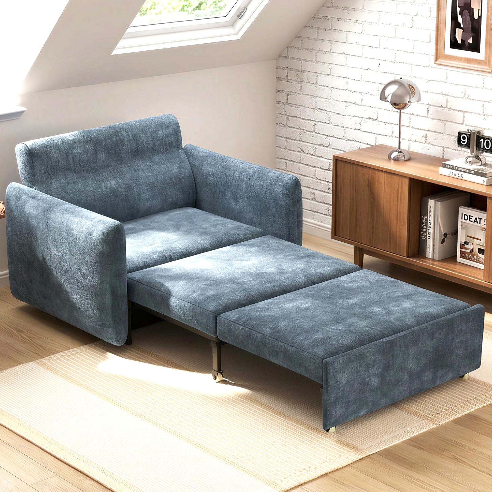 Miuuod Convertible Sleeper Sofa Bed, 2-in-1 Pull-Out Loveseat Couch, 3-in-1 Convertible Chair for Living Room, Bedroom, Apartment, Guest Room