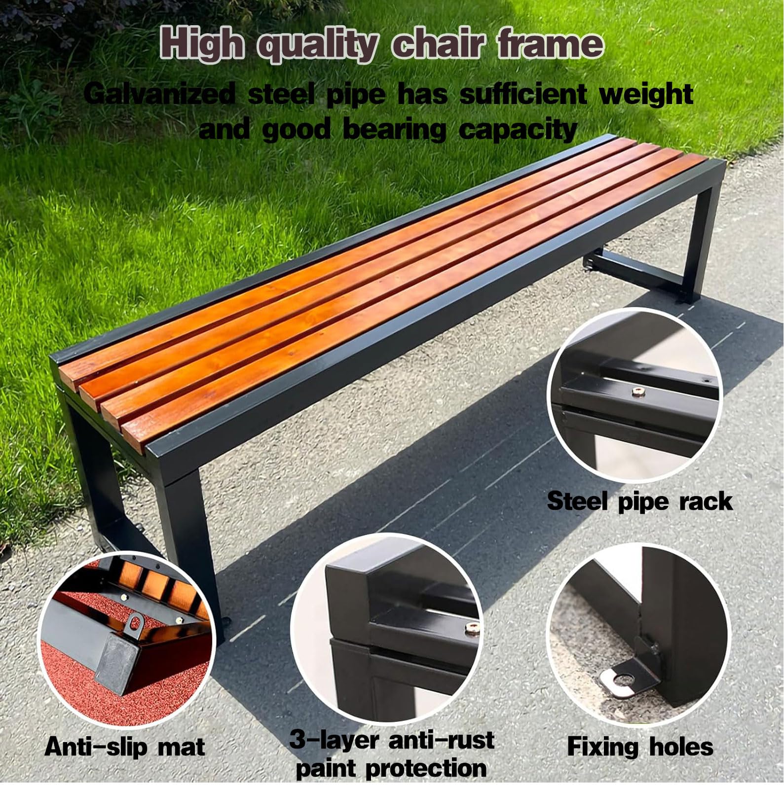 Backless ch Metal e & WeatherResistantSeat Siedzenia na zewnątrz na patio Gars & Par Rozmiar: 150 cm i funkcjonalne