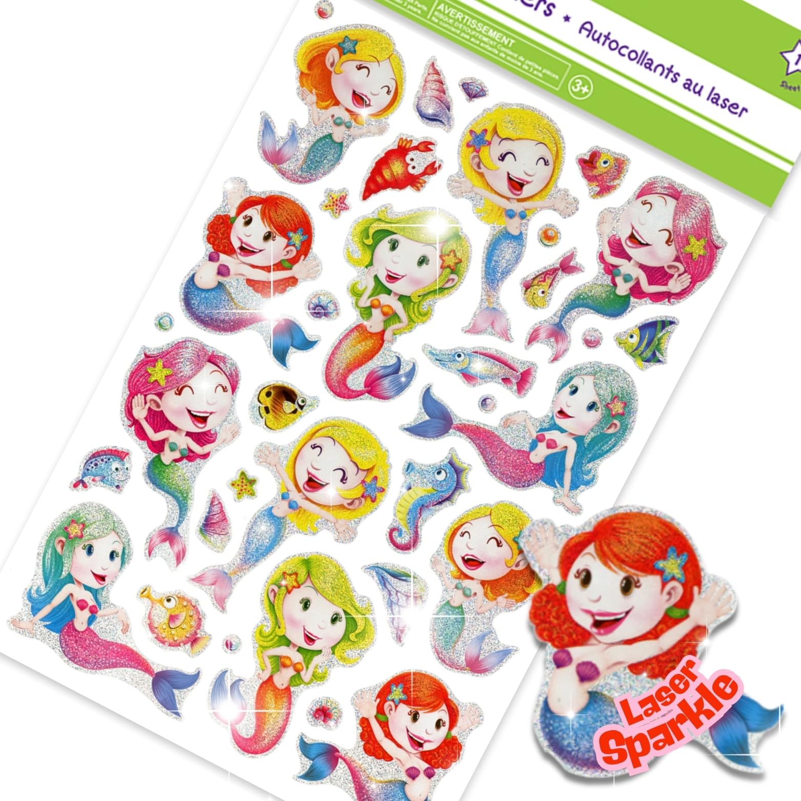 Calcomanías de sirena para niñas, lindas calcomanías geniales para sobres, calcomanías de sirena para niños, calcomanías de sirena para niños, calcomanías de álbum de recortes, calcomanías de