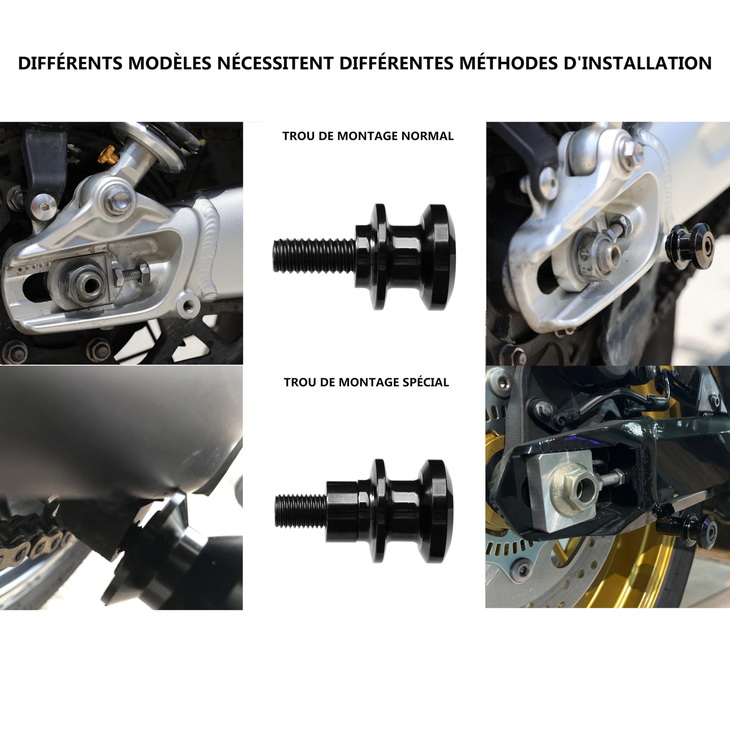 FENRIR Diabolo Moto Diabolos De Béquille Bobines pour Bras Oscillant M8 ZH2 Z900 Z650 ZX10R ZX6R ZX4R Ninja CBR1000RR-R/RR CBR600RR S1000RR S1000R GSXS1000 GSXR1000 GSXS750 GSX8S Vstrom Street Triple
