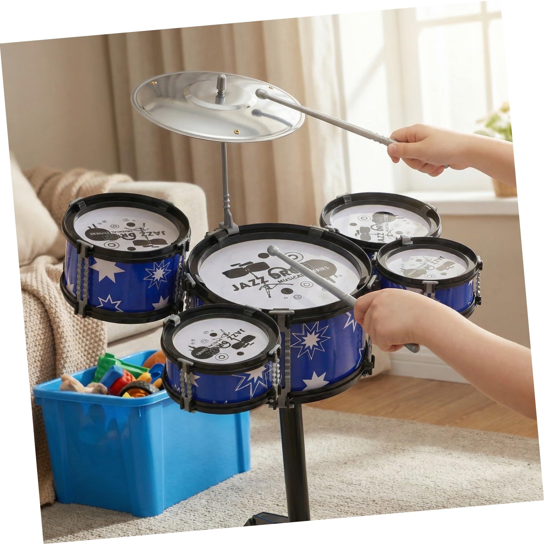 ifundom Batteria per Bambini 5-7 Anni Set da Gioco 21 Pollici Sgabello Strumento Musicale Educativi per Ragazzi Stimola Talento e Creatività