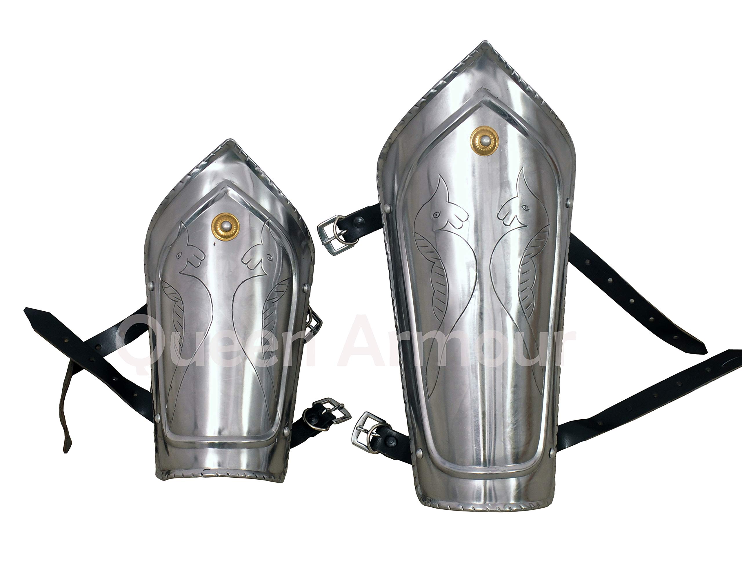 Queen Armour Medieval Iron Steel Arm Guards Vambraces Set