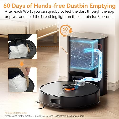 Miniatura 6 de ZCWA D15S MAX Robot aspirador y trapeador combinado, robot aspirador de succión de 10000 Pa autovaciado, robot aspirador de navegación Lidar, 3200