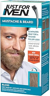 Just For Men Mustache & Beard, Brush-In Color Gel, Blond M-10/15, 2 x 0.5 oz (14 g) - Imported from USA by ROYALISTA.RON, Sandy Blond