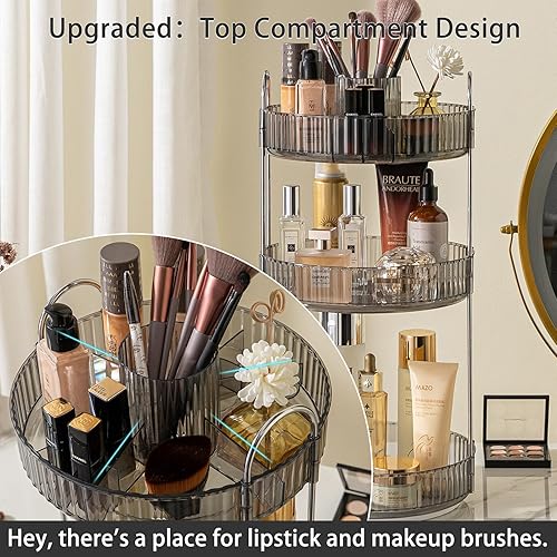 Miniatura 3 de Organizador de maquillaje giratorio para tocador, cuidado de la piel de alta capacidad, organizador de perfumes, organizador de cosméticos para