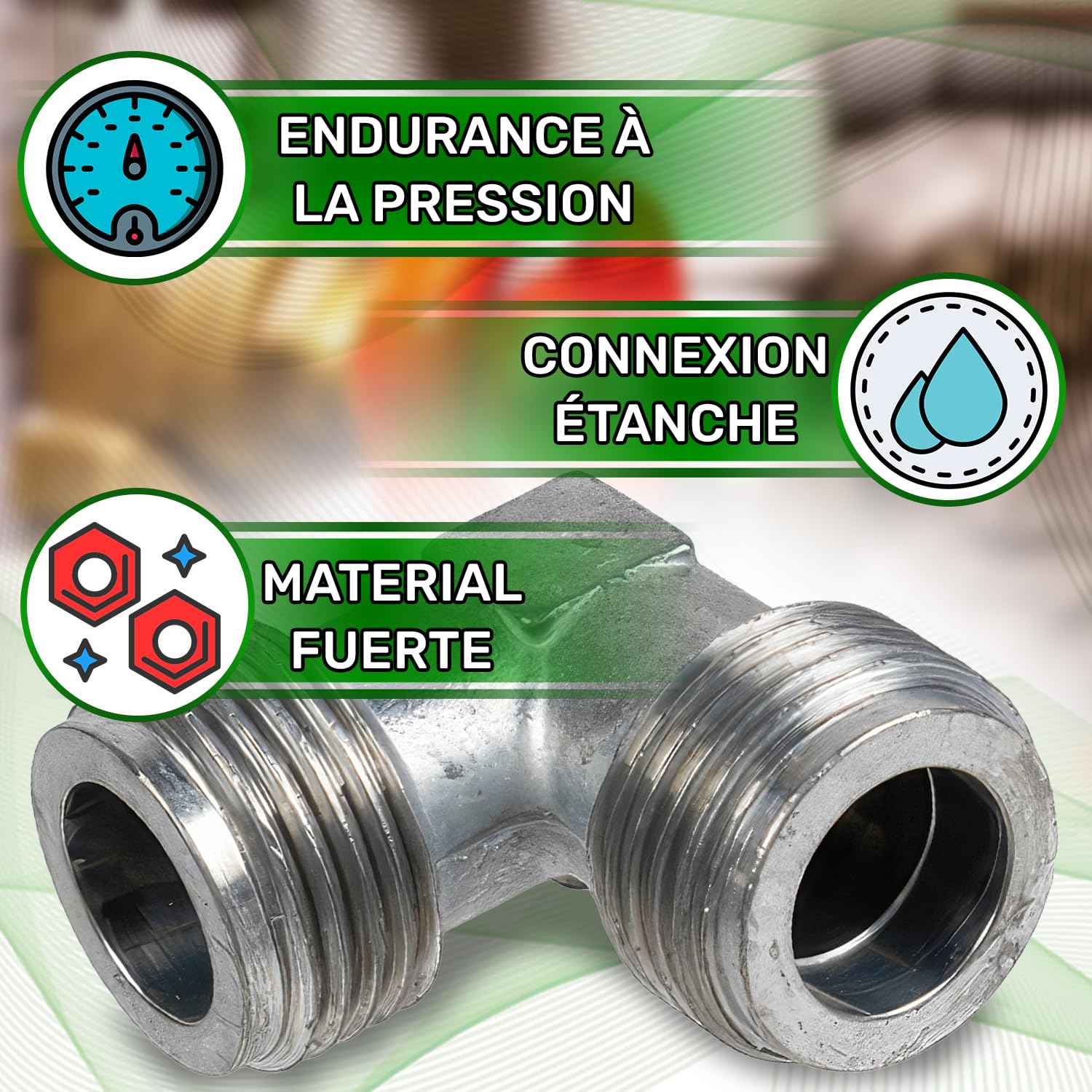 Codo de 90° Conexión Gas 1/2" Macho/Macho Tope Junta - ONIX TECH