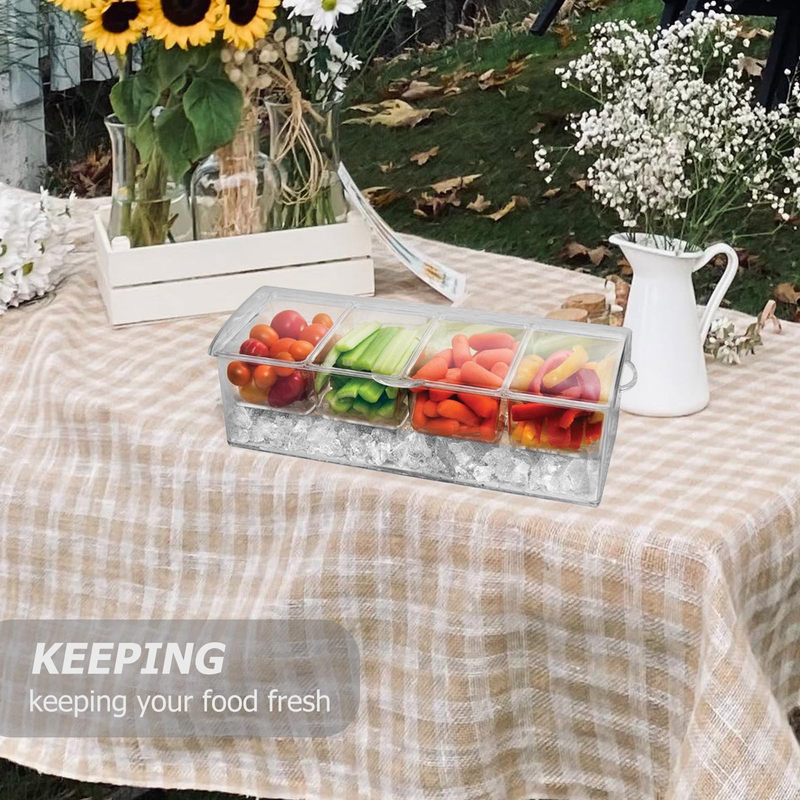 Boîte de Conservation des Aliments à Quatre Compartiments en Pet Couvercle