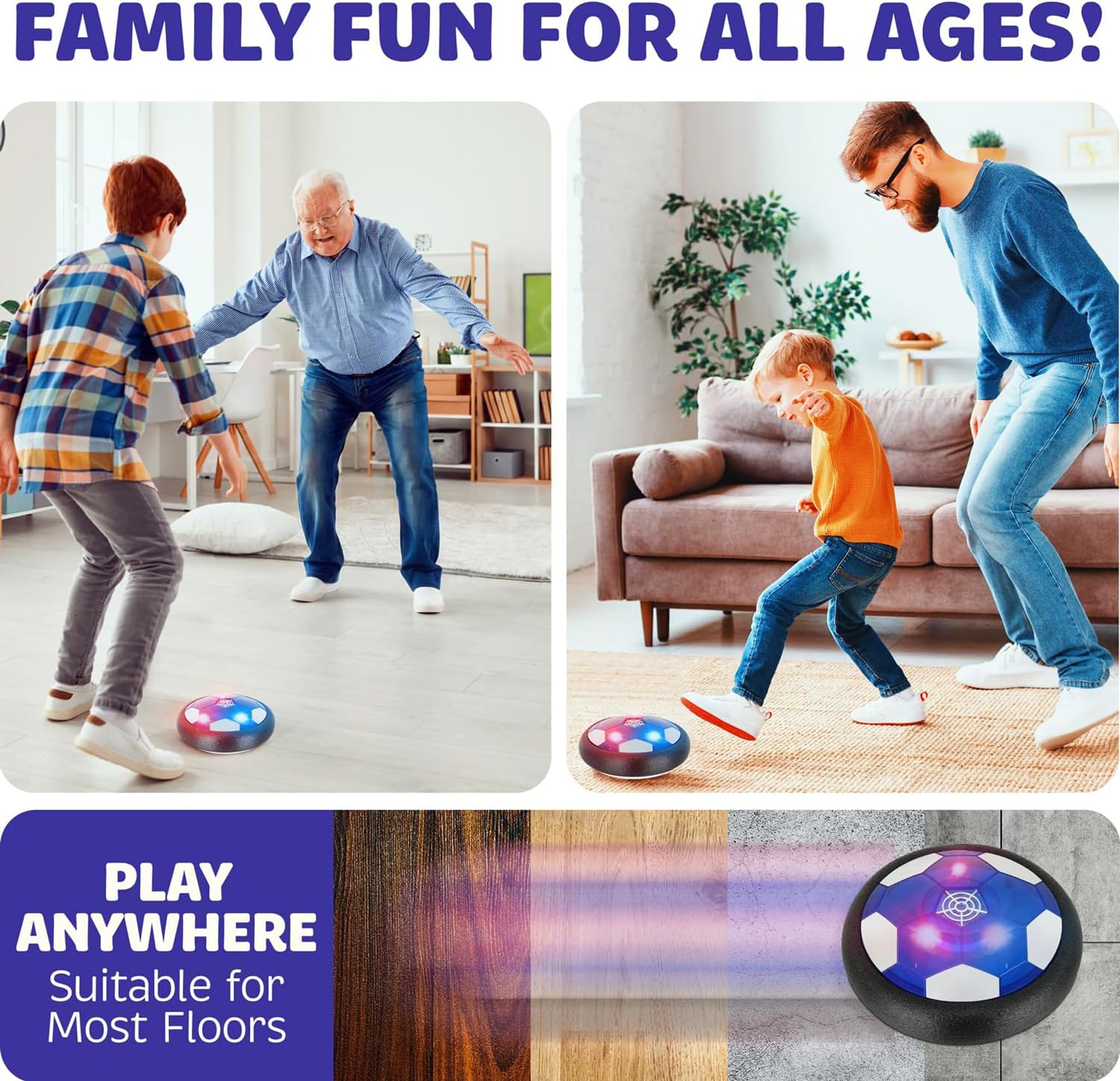 Atlasonix Hover Balón de fútbol para interiores, paquete 2 en 1