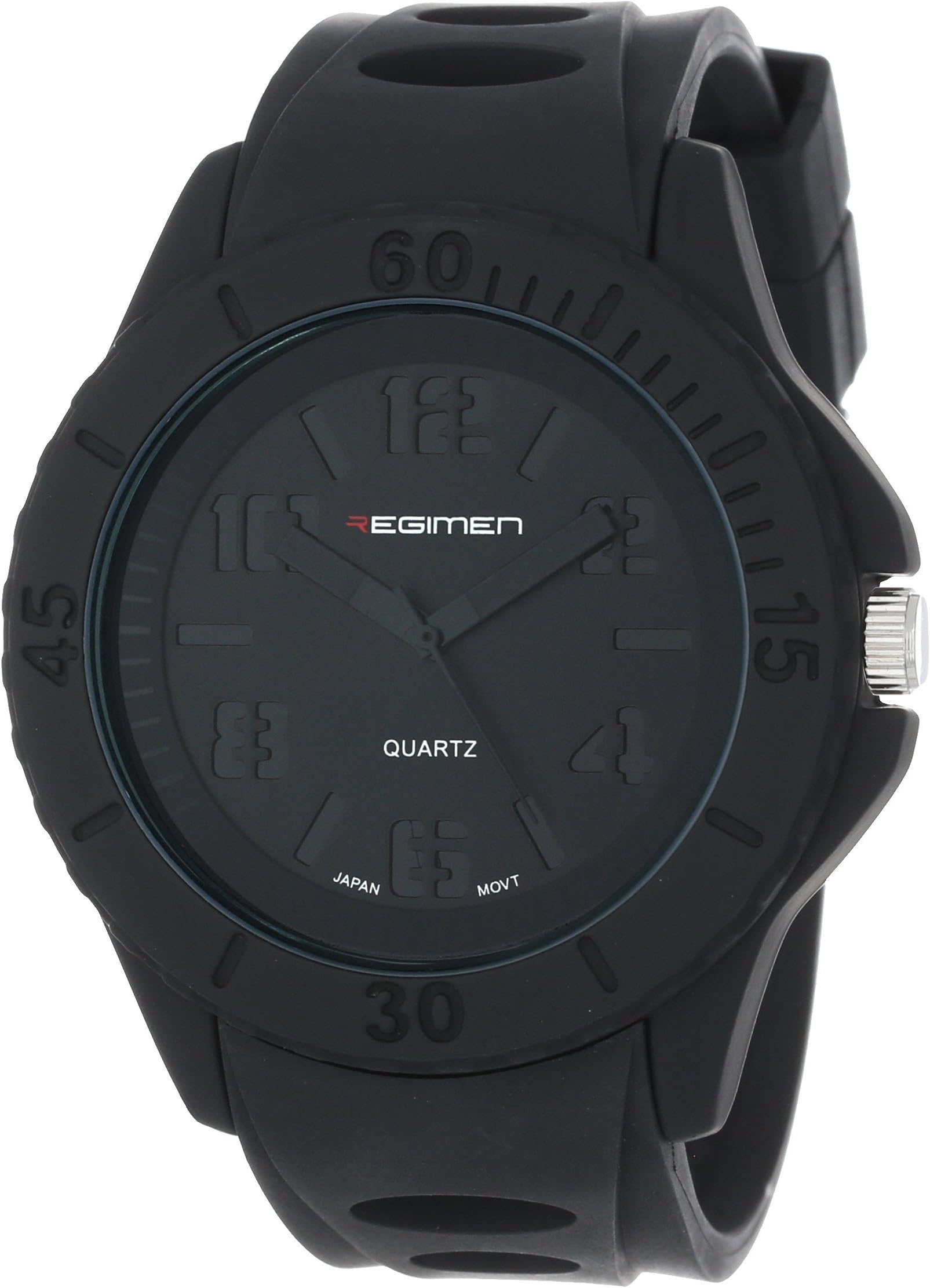 Wrist Armor Men's RW1000 Classic Analog Stencil Dial Watch with Black Case and Black Silicone Strap