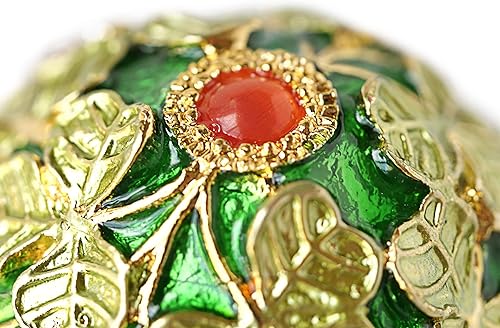 Miniatura 4 de Apropos Pintado a mano estilo vintage hojas doradas Faberge huevo con rico esmalte y brillantes diamantes de imitación joyero caja de joyas hojas