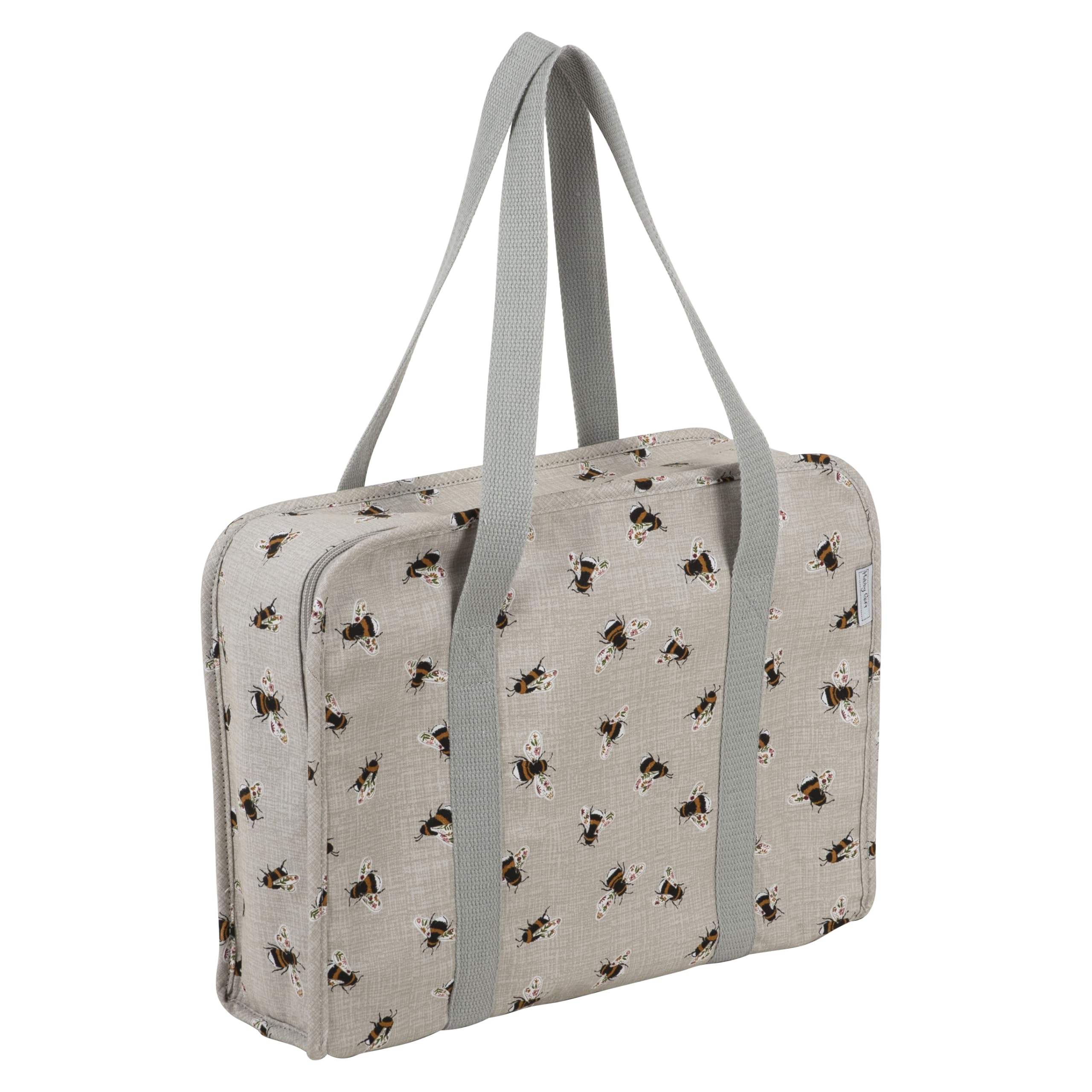 Hobby Gift Exclusive Project Case – Sewing & Yarn Storage, Craft & Knitting Bag for Classes & Travel, 3 Plastic Pocket Inserts for Accessories & Organising – 100% Cotton 34 x 28 x 12cm - Bees