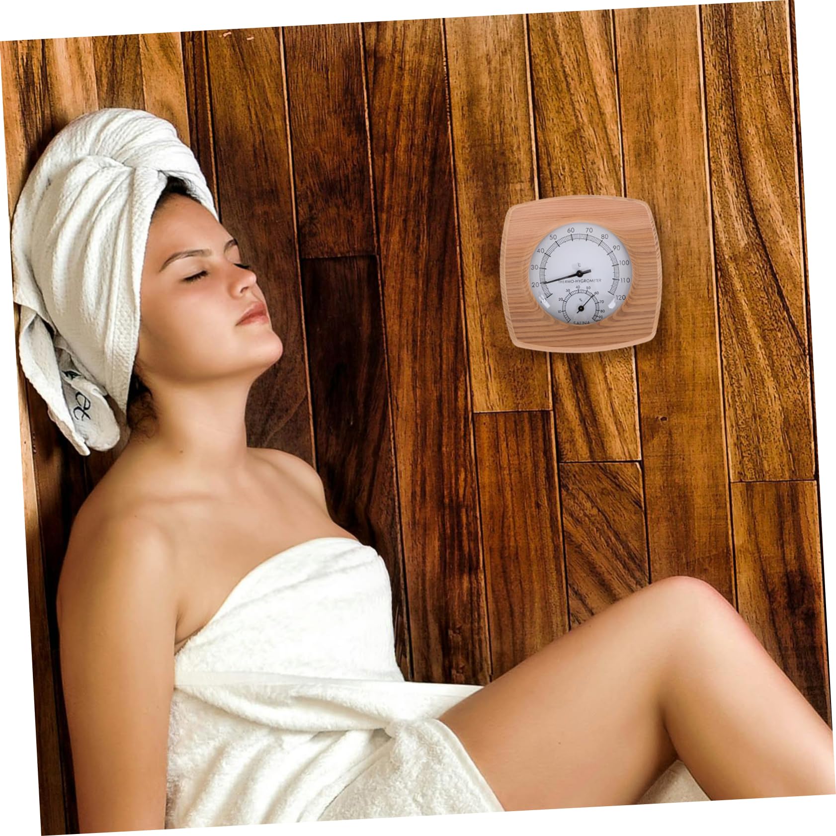 Hohopeti Sauna Thermometer Hygrometer aus Holz Präzises Messwerkzeug für Temperatur und Luftfeuchtigkeit Sauna und Bad Robuste Konstruktion Vielseitig Einsetzbar für Entspannende