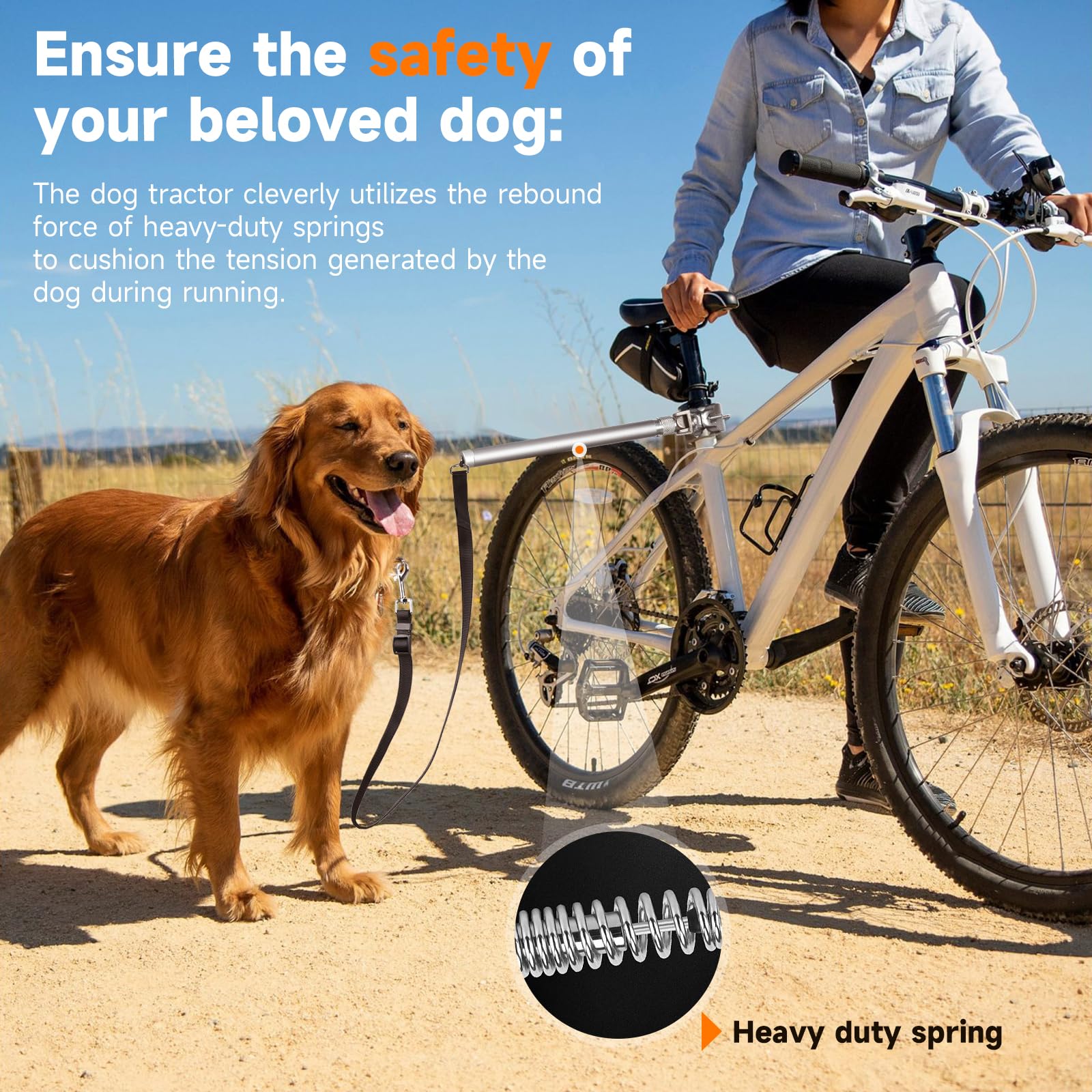 Fahrradleine Hund- Hundeleine Fahrrad Kann Um 180°Gedreht Werden, Starke StoßDäMpfung | Verstellbar | Abnehmbar, Outdoor-ÜBung/Training Joggen/Radfahren, Sicherheits-Fahrrad Hundeleine