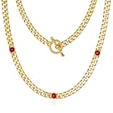 Gold Choker Necklace for Women 14K Gold Plated Evil Eye Choker Delicate Long Gold Cuban Link Chain Green Cubic Zirconia Trendy Necklaces Jewelry Gift