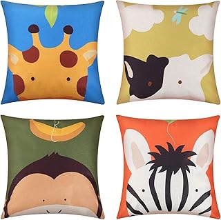 Smilcloud Juego de 4 fundas de cojín de 45 x 45 cm, de algodón y lino, decorativas, para sofá, coche, casa, cama, oficina, cafetería, exterior