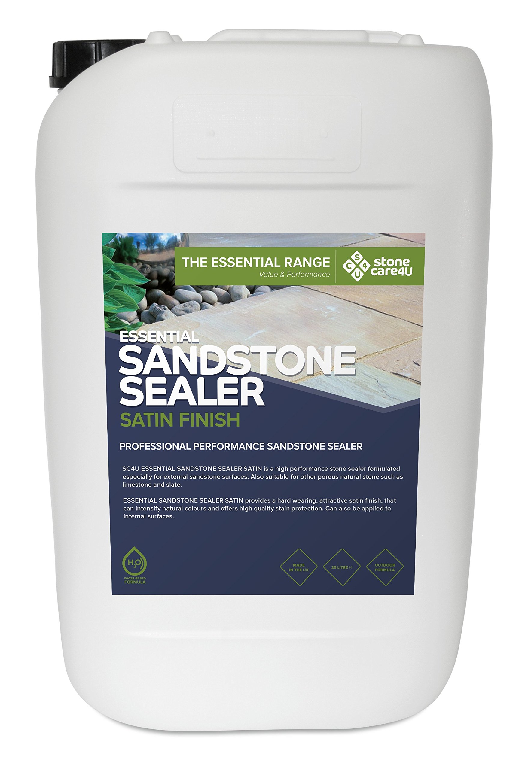 StoneCare4U - Sandstone Sealer Satin - 25L - Gloss Enhancement Exterior Natural Stone Sealant for Sandstone, Limestone, Slate & More. Outdoor Patio Sealant for Patio, Drive & Paths — image 1