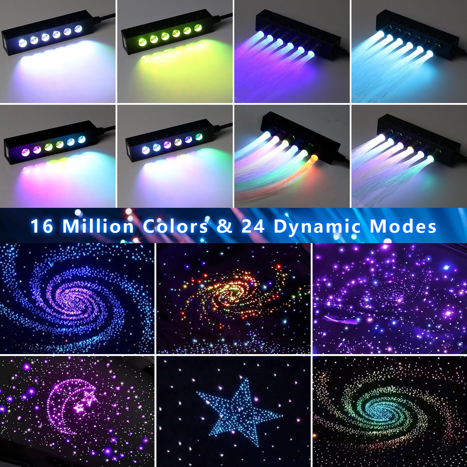 2PCS 6LEDs Colorful RGBW Starlight Headliner Kit, 720pcs0.03in9.8ft - Image 2