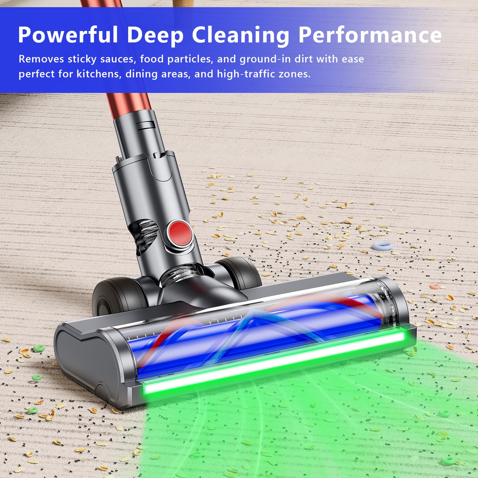 Elektrische Bürste kompatibel für Dyson V6 Animal, V6 Fluffy, DC58, DC59, DC61, DC62, DC74, Zubehör für Turbobürste mit Schnellspanner für Hartboden und Teppiche mit LED-Lichtern, Bodenbürste Zubehör