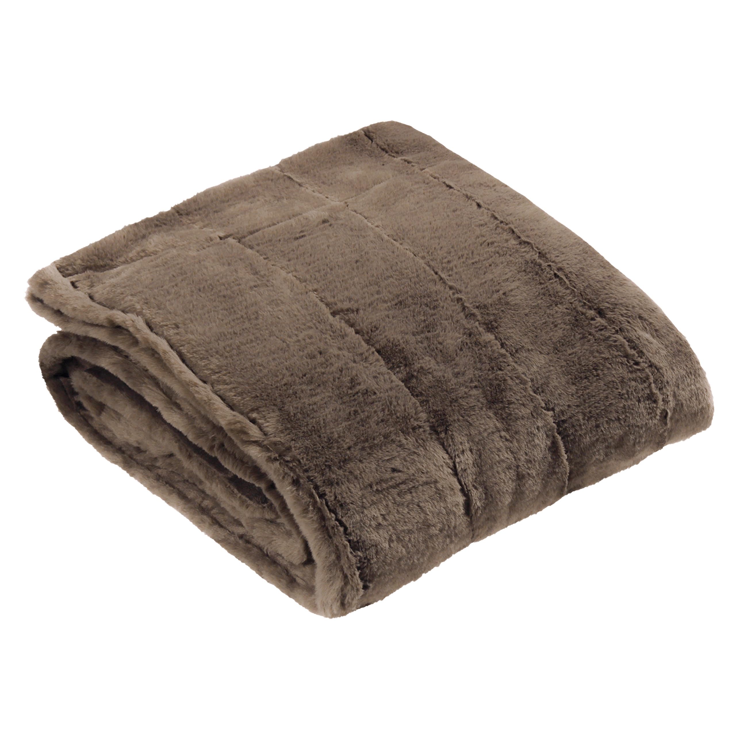 Paoletti Empress Alaskan Faux Fur Throw in Taupe | Size: 140cm x 200cm