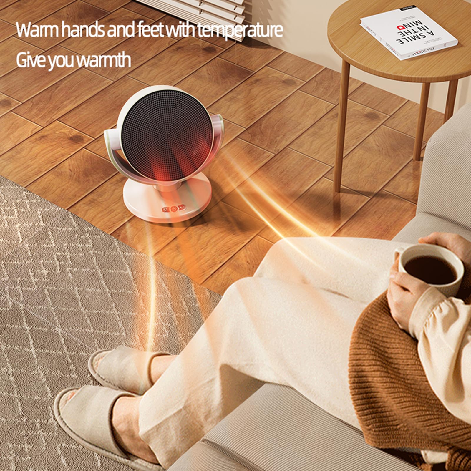 ZPSHYD Space Heater, PTC Ceramic Electric Desktop Heater 1200W Mini Desktop Fan Home Office Shaking Head Warmer Desktop Heater Desktop Warmer for Bedroom Home Office Desk Use