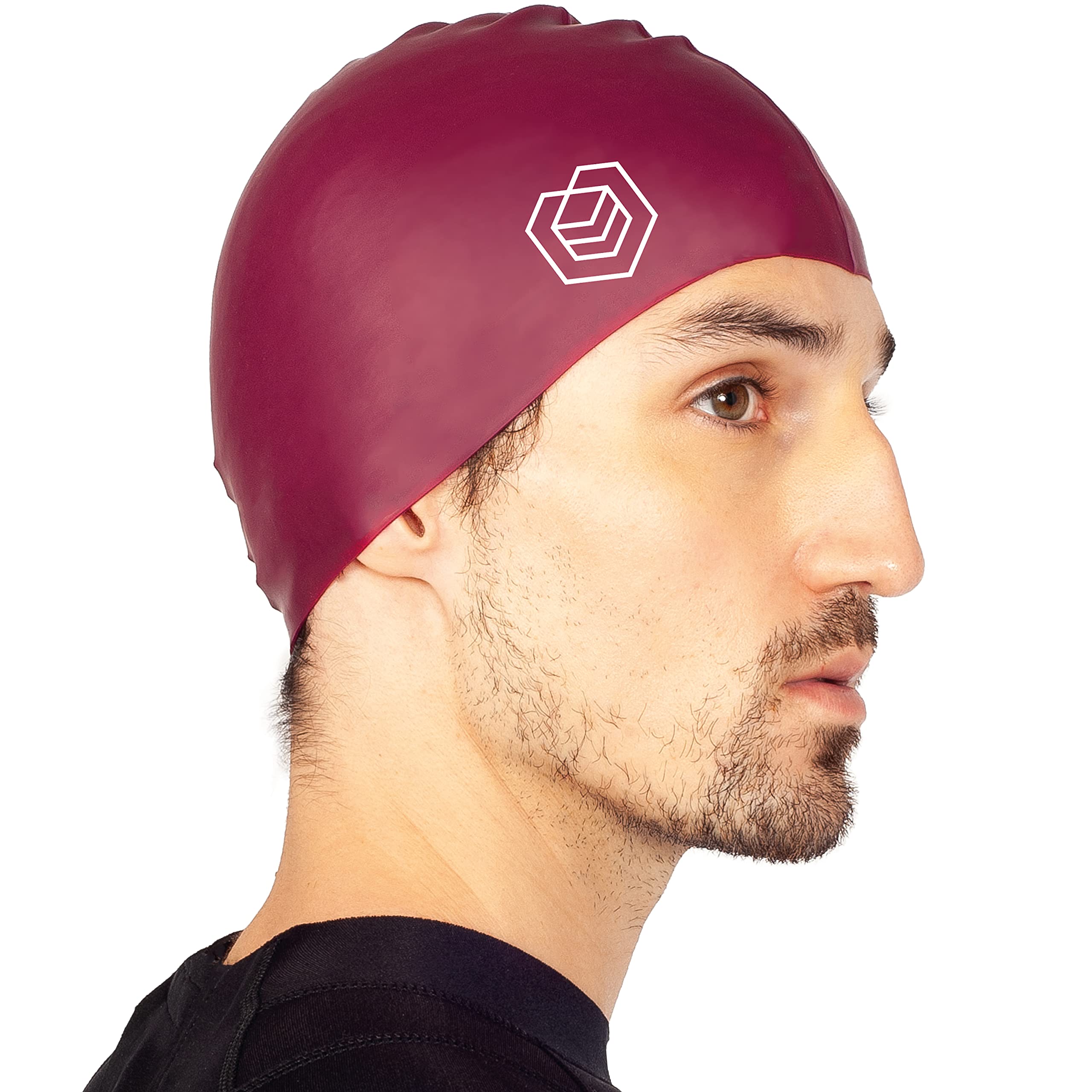 SOUL CAPSwimming Cap - Designed for Short and Regular Hair - Unisex - Women’s & Men’s Swim Cap - Silicone (Burgundy)