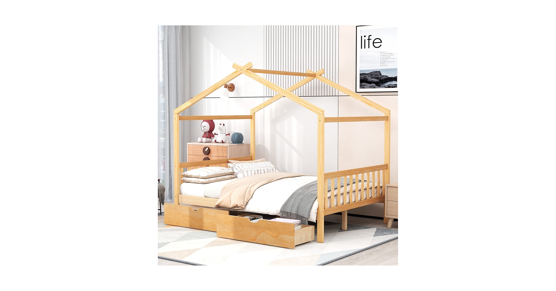 House on the Hill ロンパース ボンネット セット 70size Amazon.com: Harper & Bright Designs House Bed for Kids, Wood