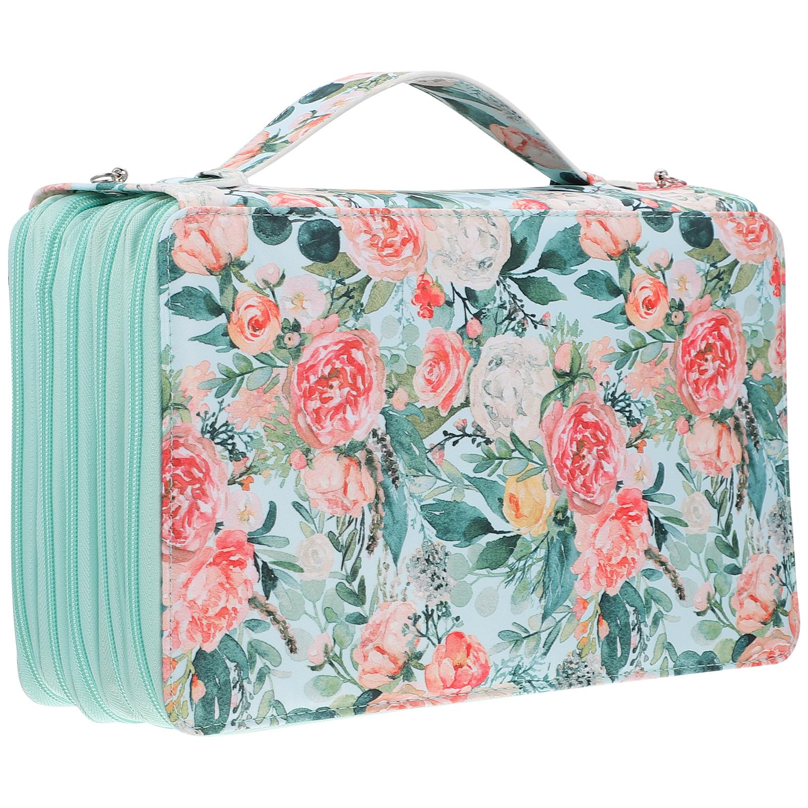 Trousse à Crayons Verte à 360 Compartiments, Grosse Capacité Multicouche, Étui Portable pour Papeterie, Paquet à Fournitures Scolaires pour Étudiants et Artistes