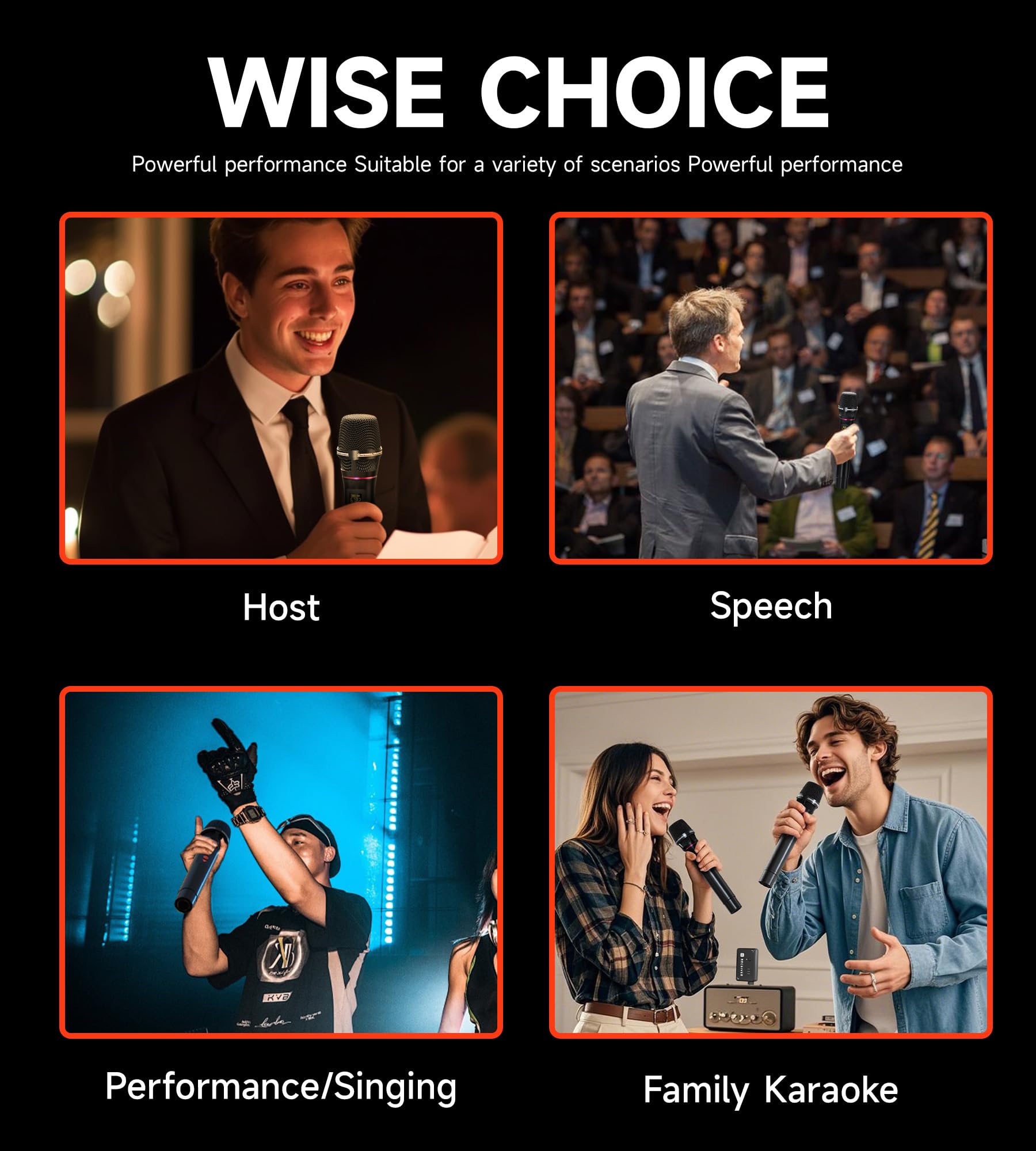 ECHOMUSSY Microfono wireless UHF