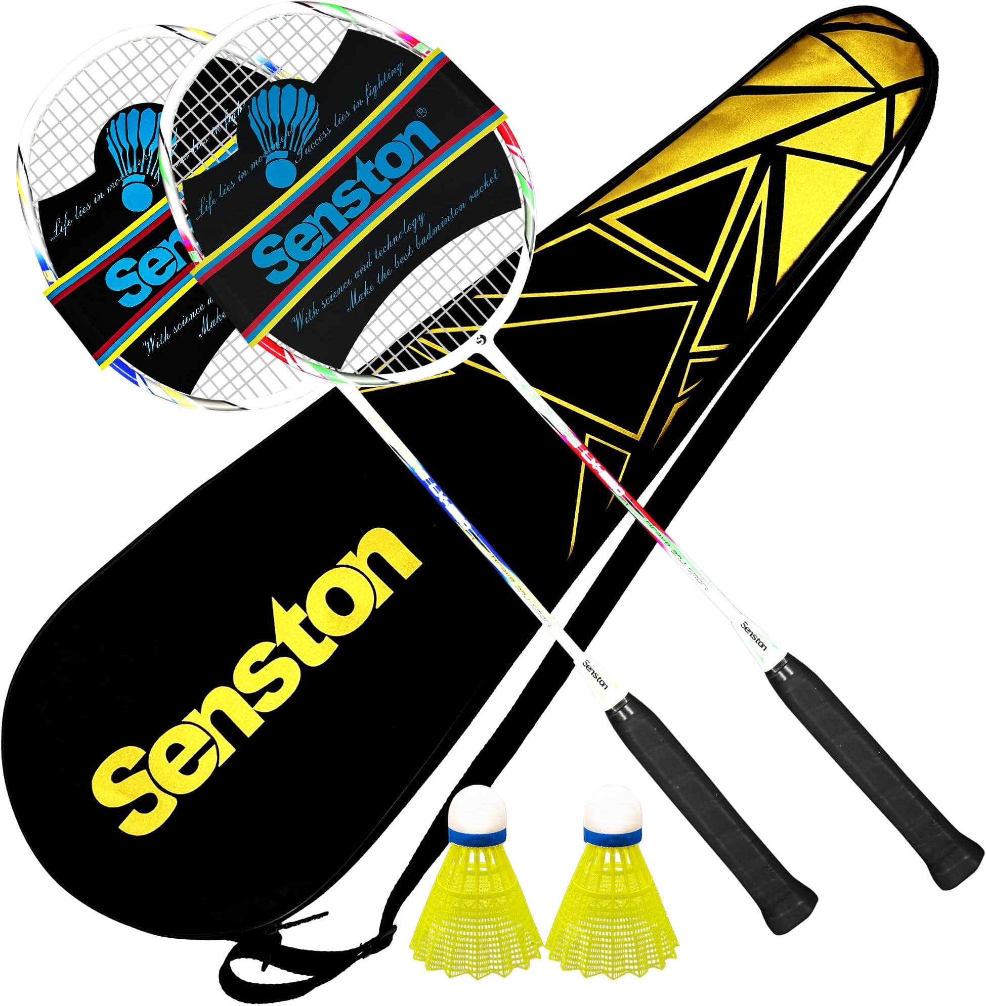 2 Pieces Badminton Set, lightweight 100% Graphite Shaft Badminton Racket, Various Sets Available, Including Premium Badminton Bag, 2 Badminton shuttlecock