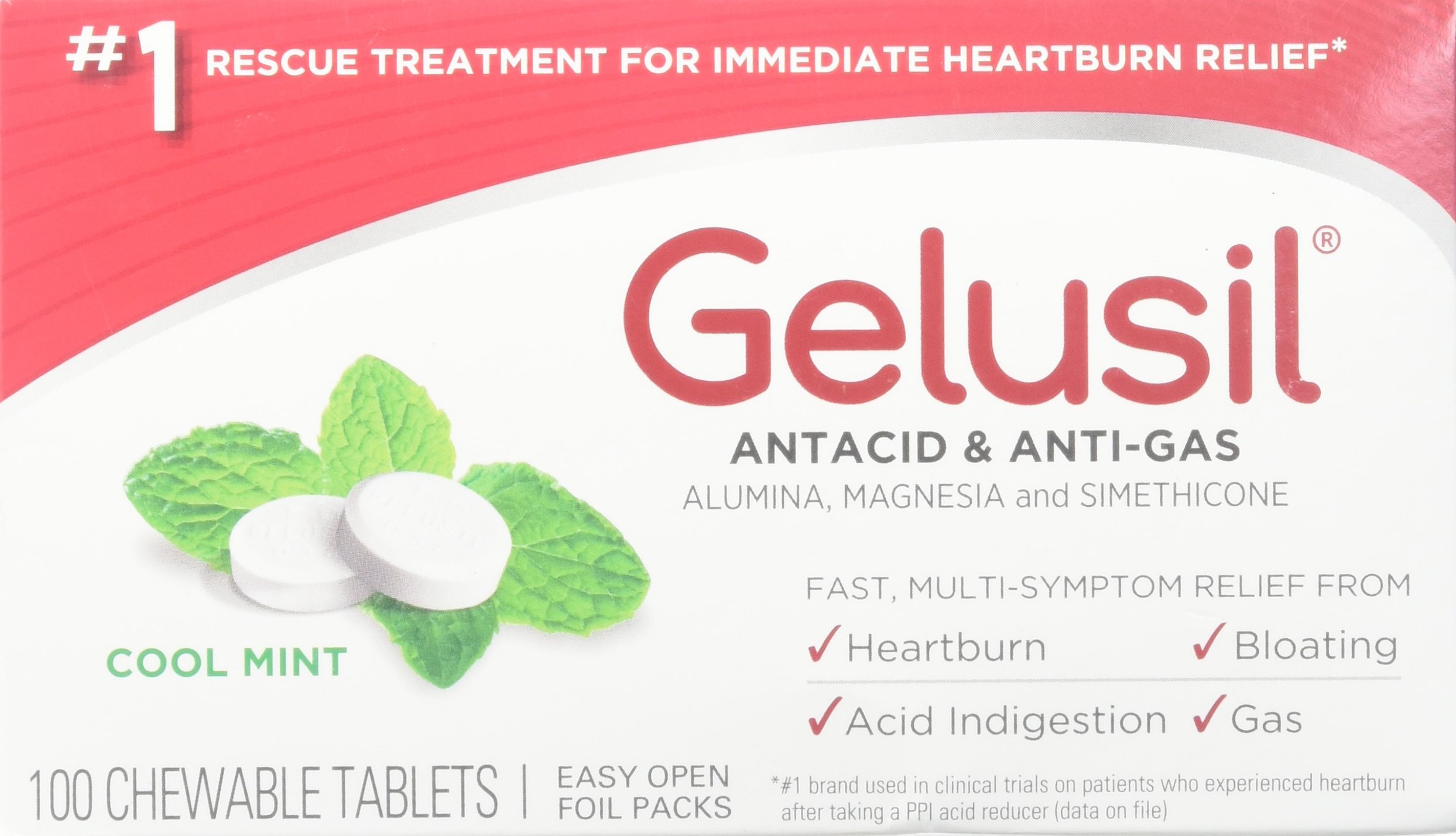 Gelusil Antacid/AntiGas Tablets Cool Mint, 100 Tablets Buy Online in Japan at desertcart