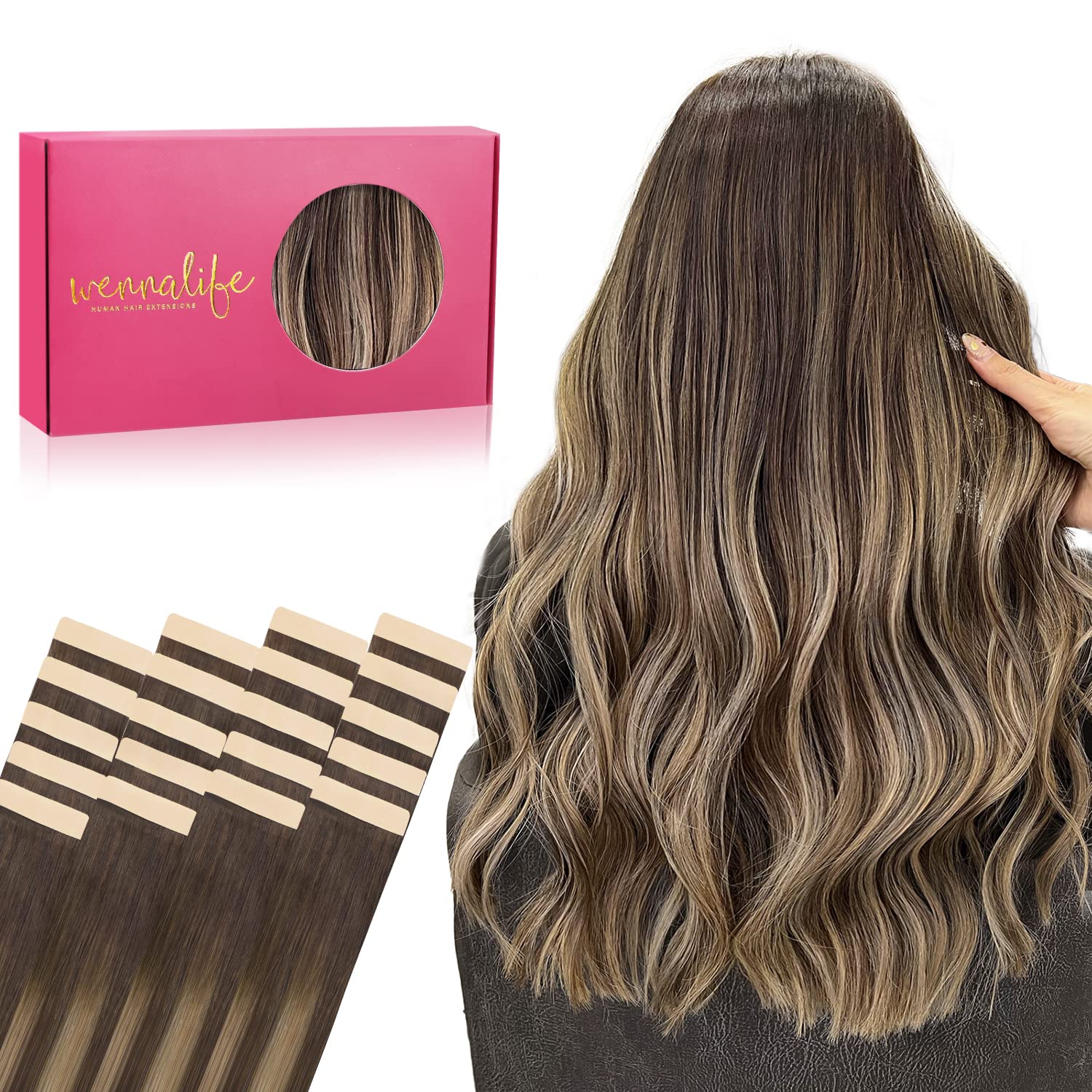 WENNALIFE Tape in Hair Extensions Human Hair