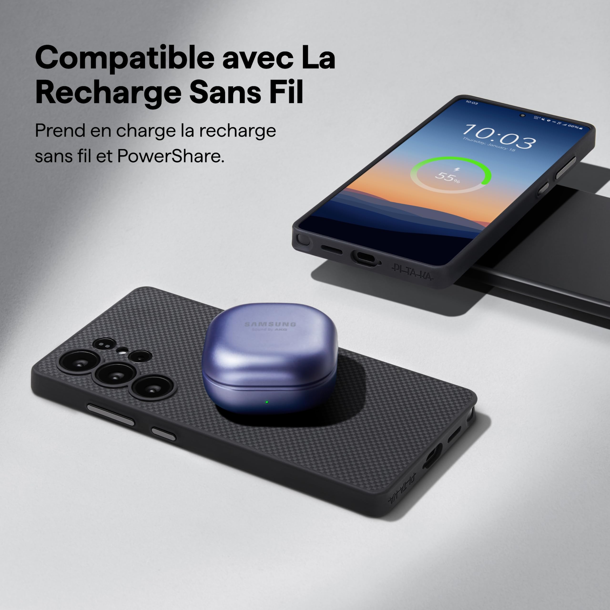 pitaka Coque Magnétique Samsung Galaxy S25 Ultra Fabriqué en Fibre Aramide de Première Qualité, Housse Léger et Mince, Compatible avec Magsafe [Coque de Protection de Qualité Militaire] Noir/Gris