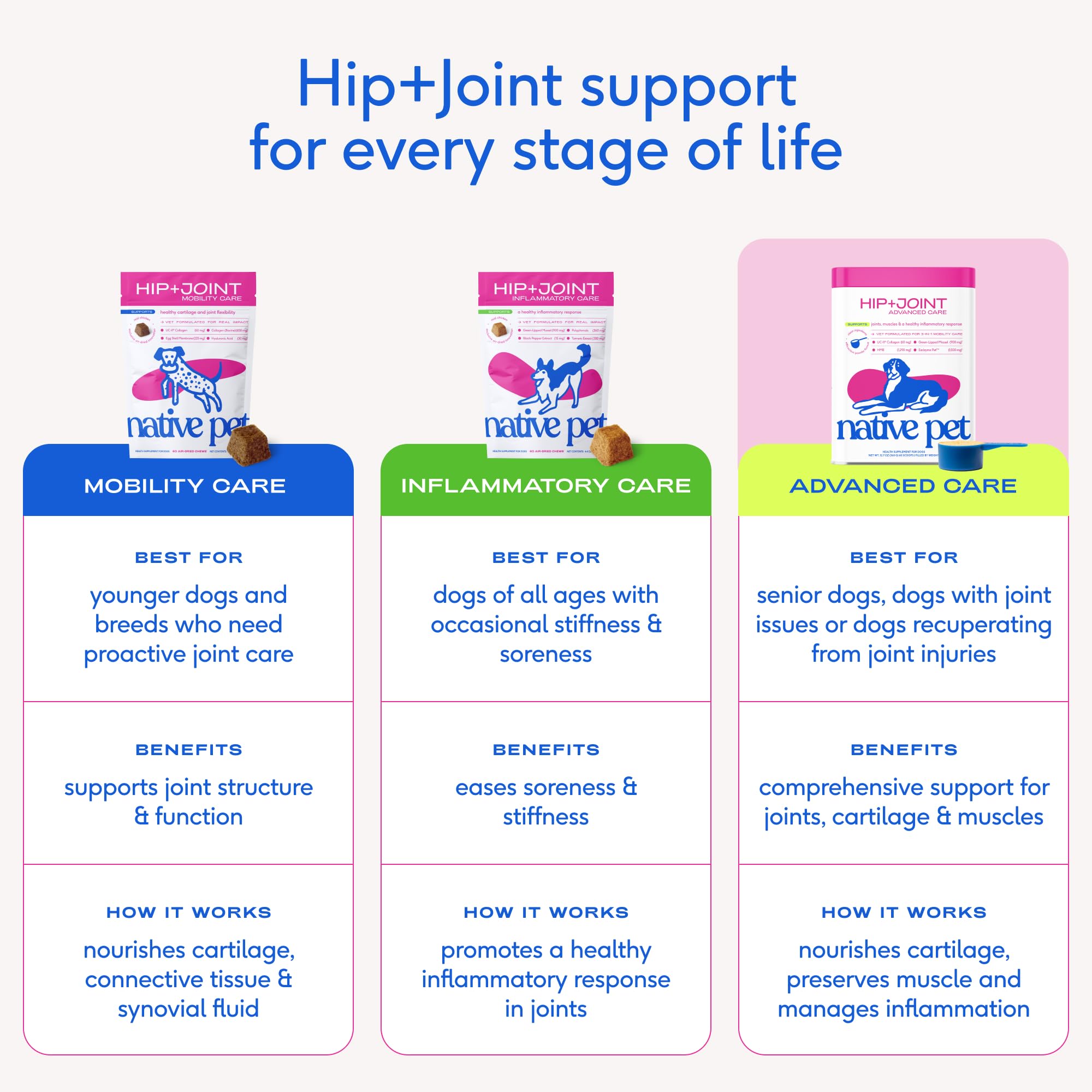 Native Pet Hip & Joint Advanced Care Dog Joint Supplement Powder for Mobility & Movement Support, Joint Supplement for Dogs with HMB, UC-II Collagen, Green Lipped Mussel & Hyaluronic Acid – 30 Scoops - image 8