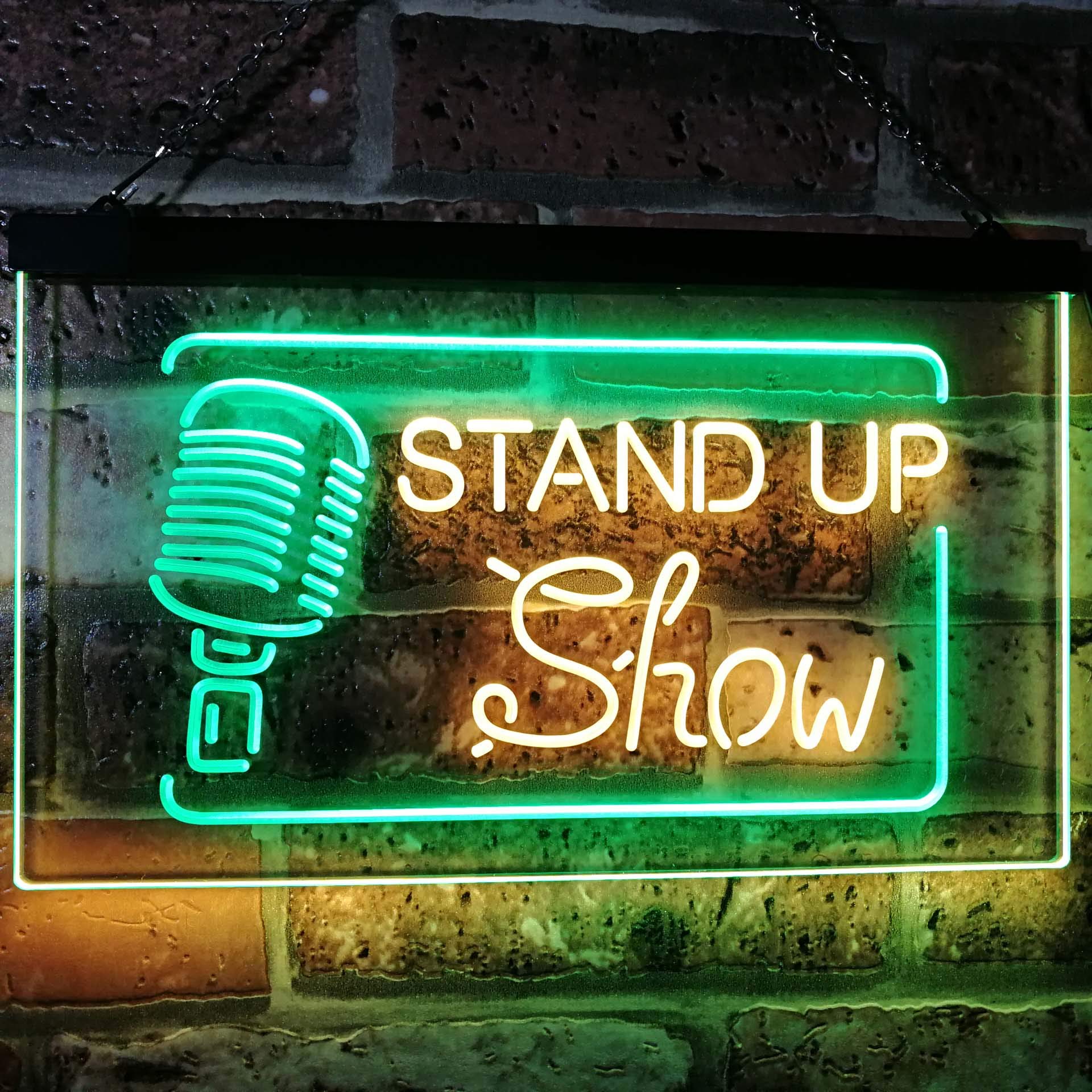 ADVPRO Stand-up Comedy Show Live Dual Color LED Barlicht Neonlicht Lichtwerbung Neon Sign Grün & Gelb 400 x 300mm st6s43-i3097-gy