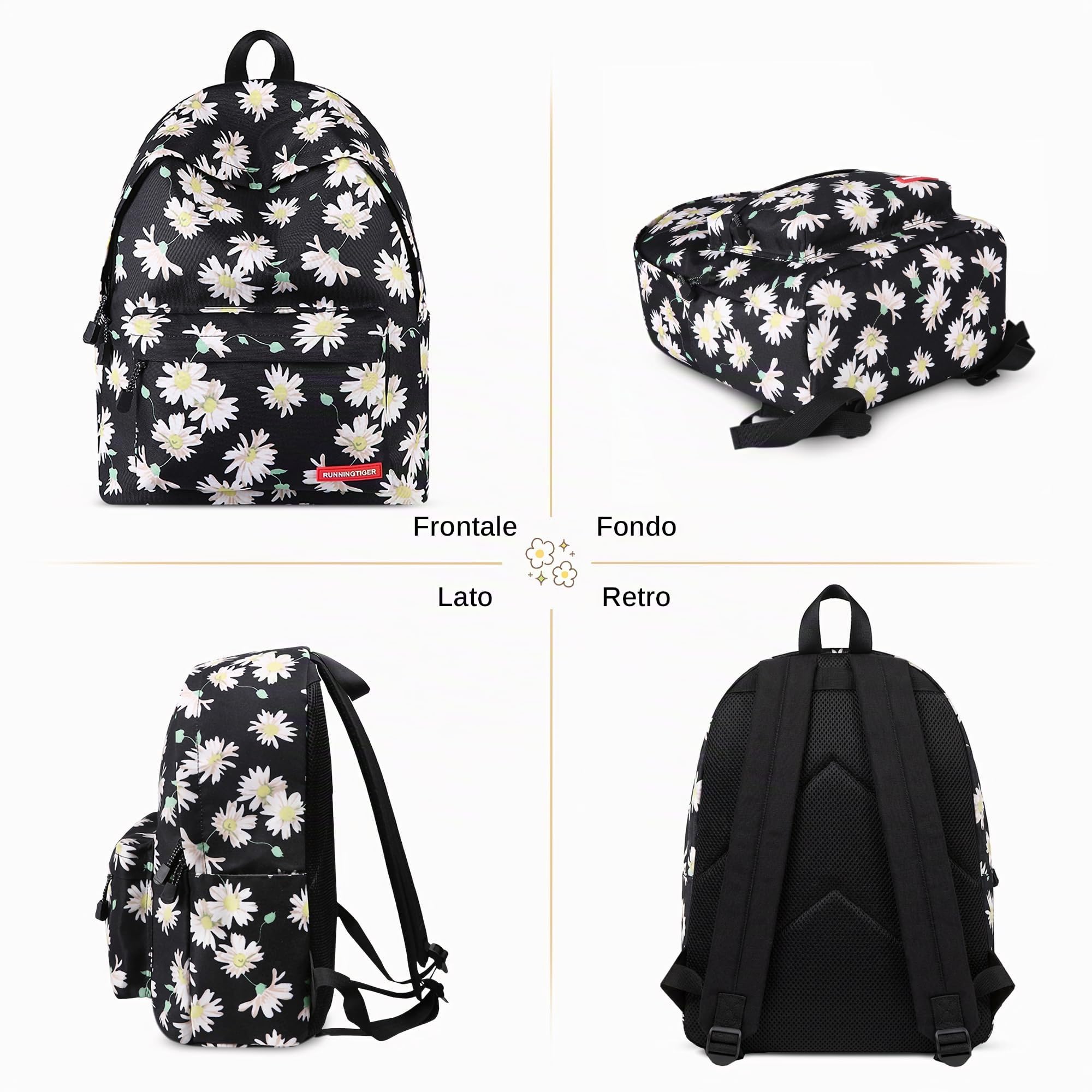 Zainetto Donna Moda Zaino Scuola Ragazze Adolescente Zaini Universita Zaino Porta PC Casual Daypack Donna Borsa da Viaggio Floreale